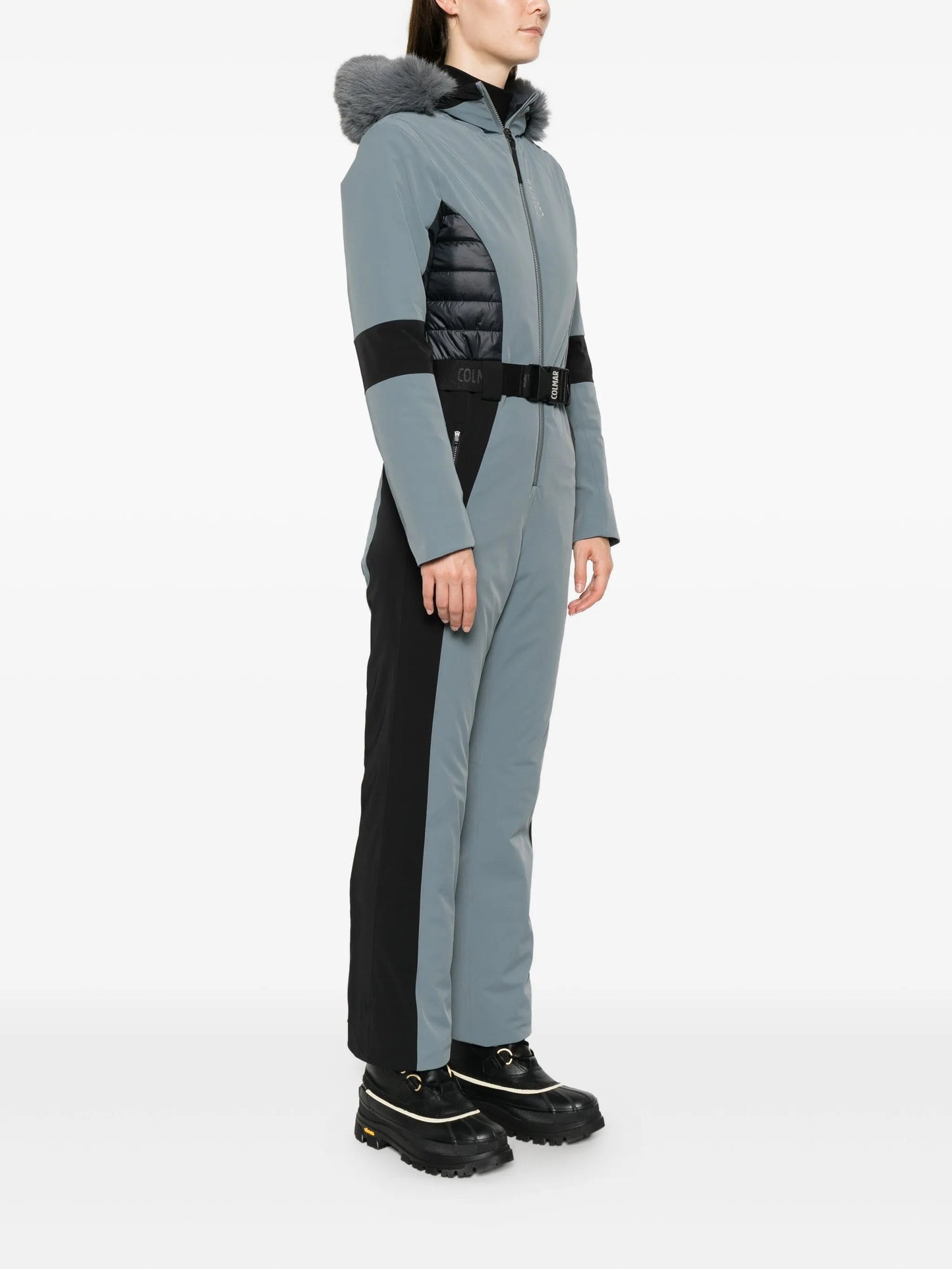 quilted belted ski suit