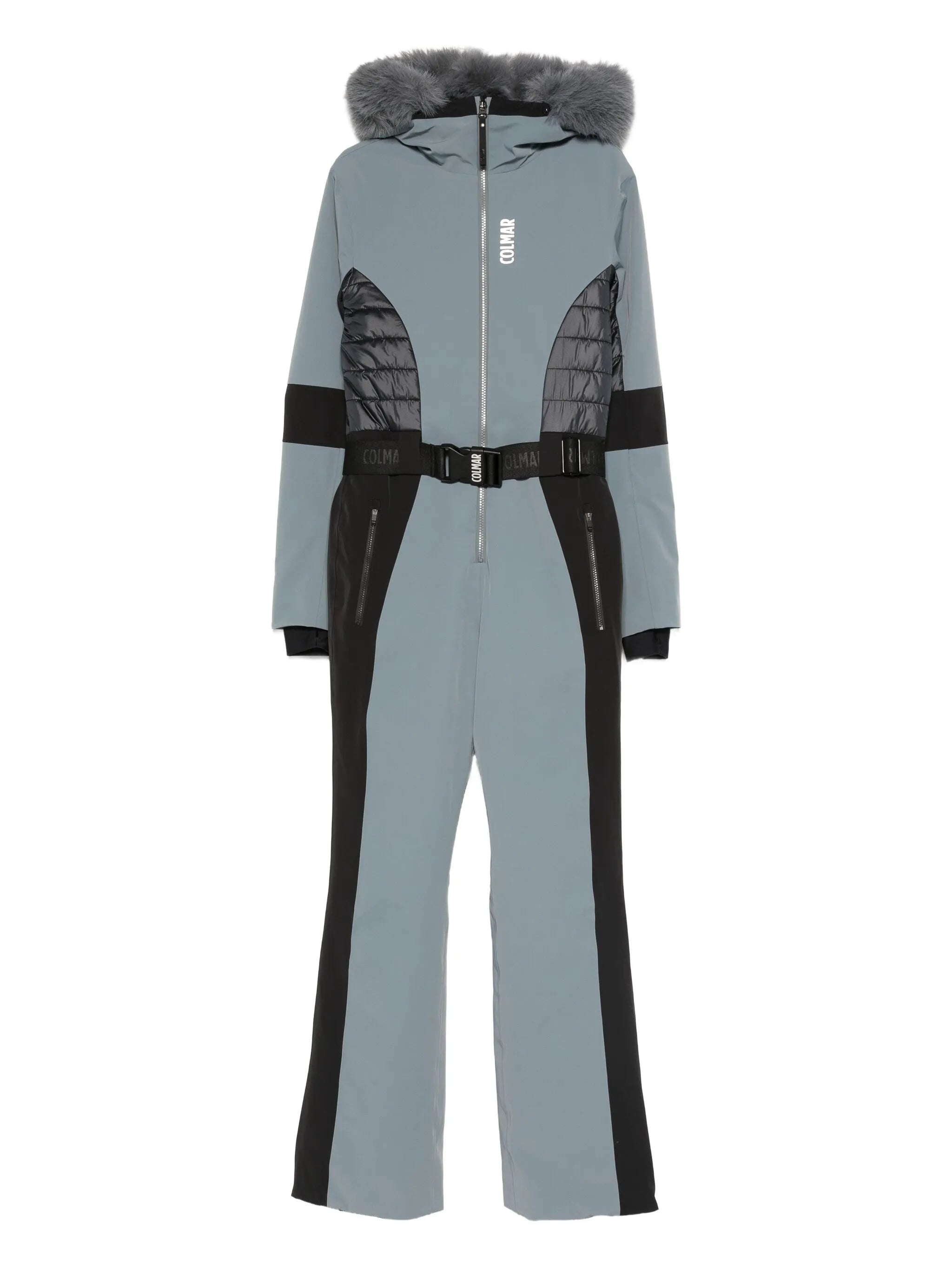 quilted belted ski suit