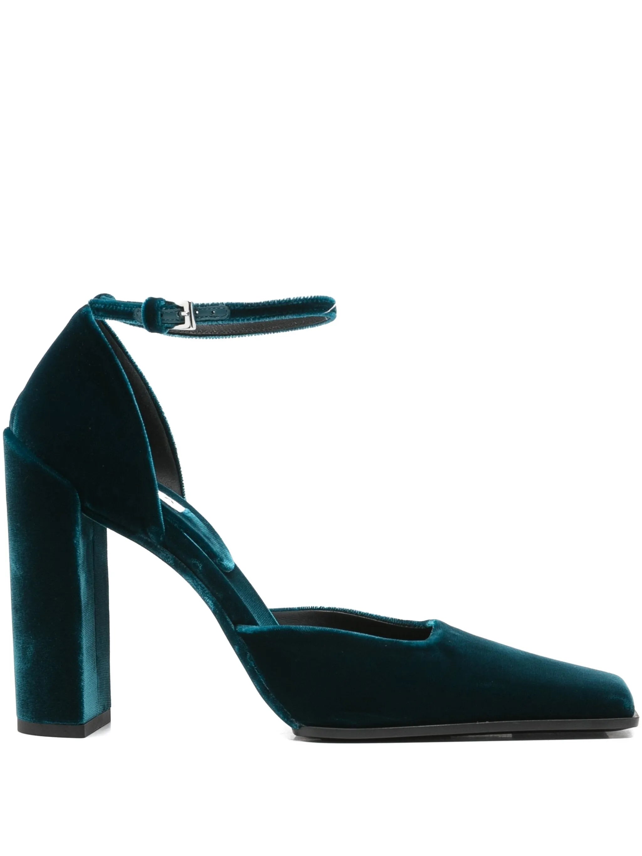 90mm square-toe velvet pumps