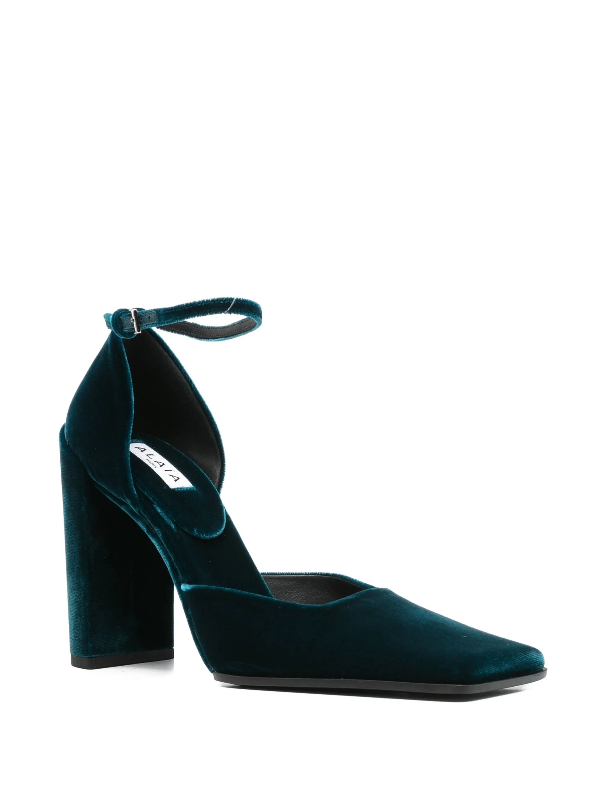 90mm square-toe velvet pumps