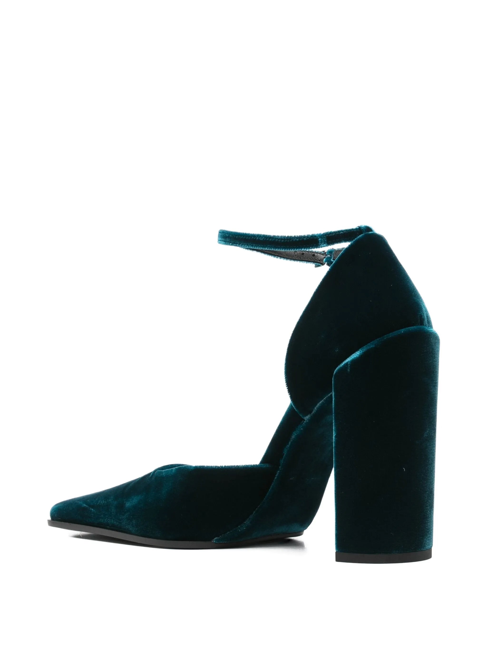 90mm square-toe velvet pumps