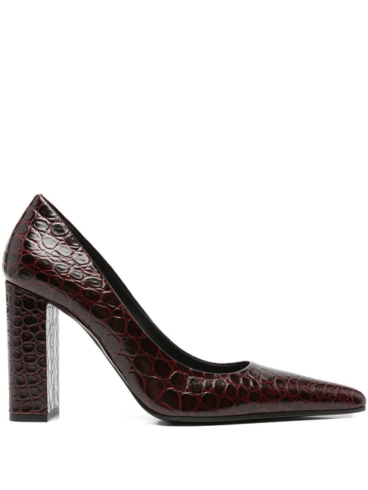 90mm leather heeled pumps