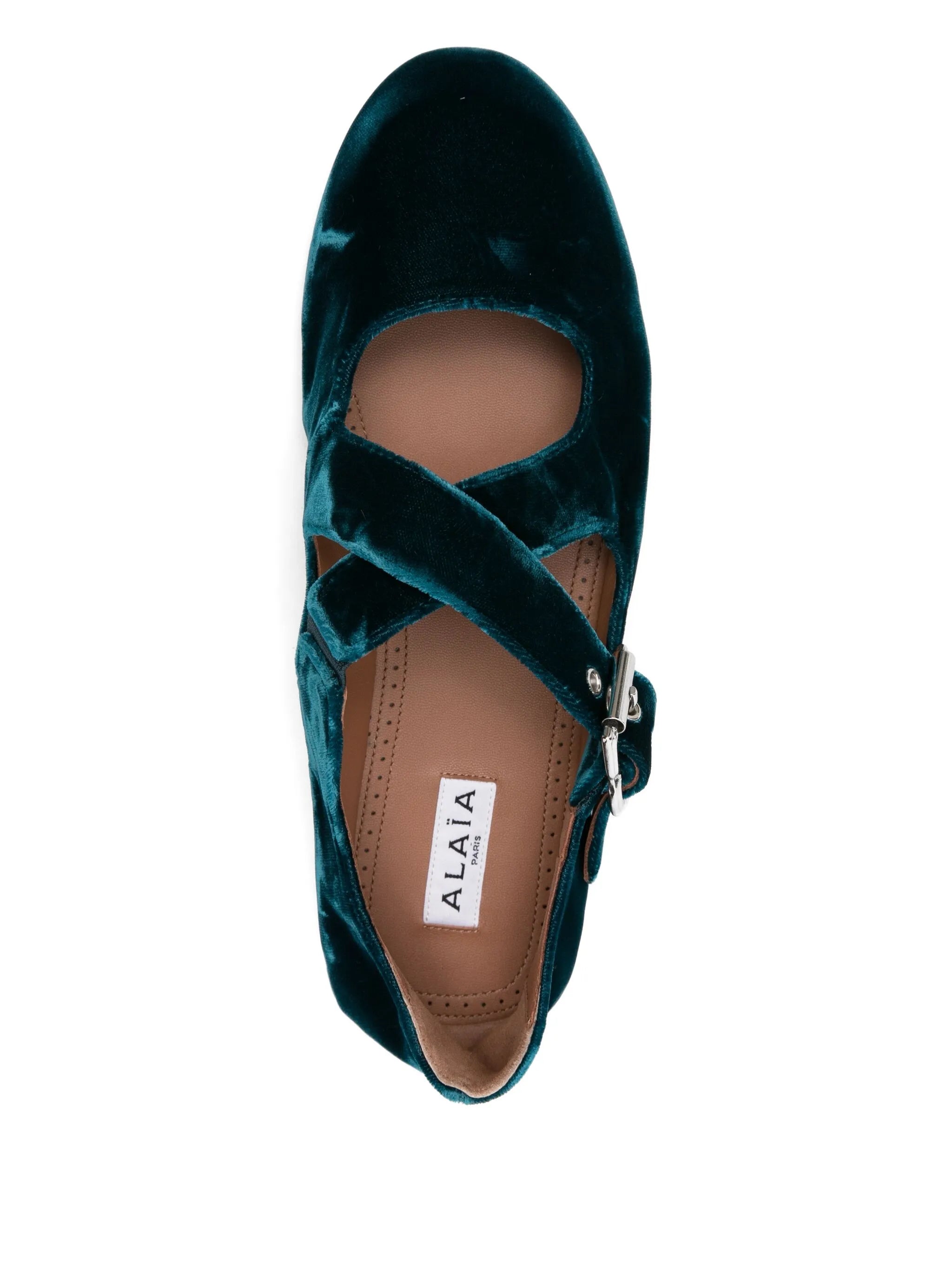 velvet buckled ballet flats
