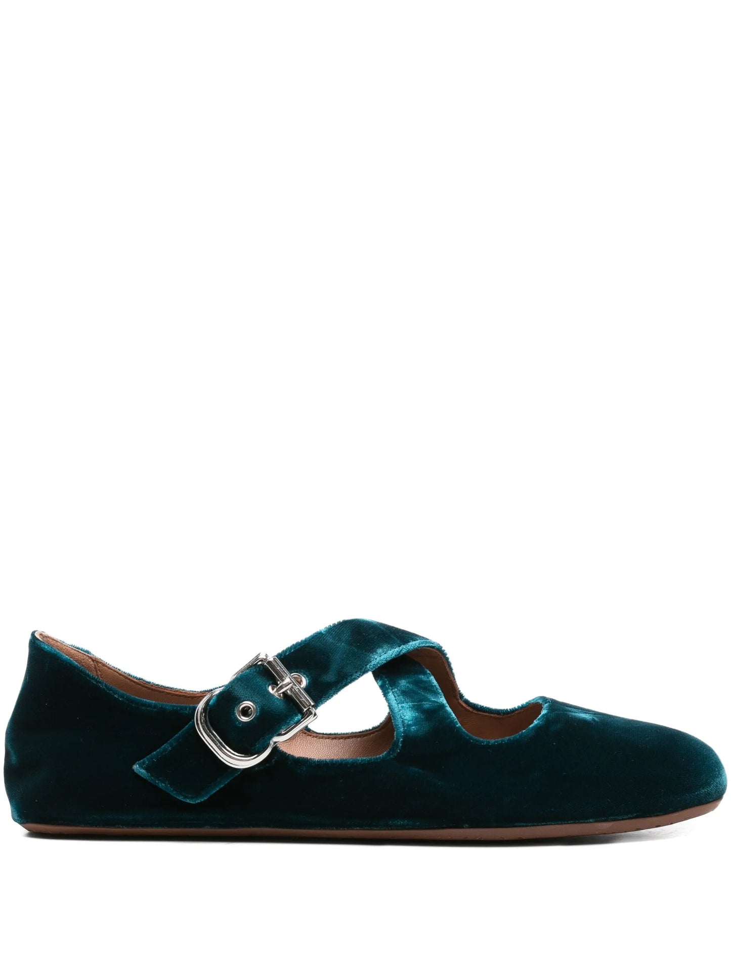 velvet buckled ballet flats