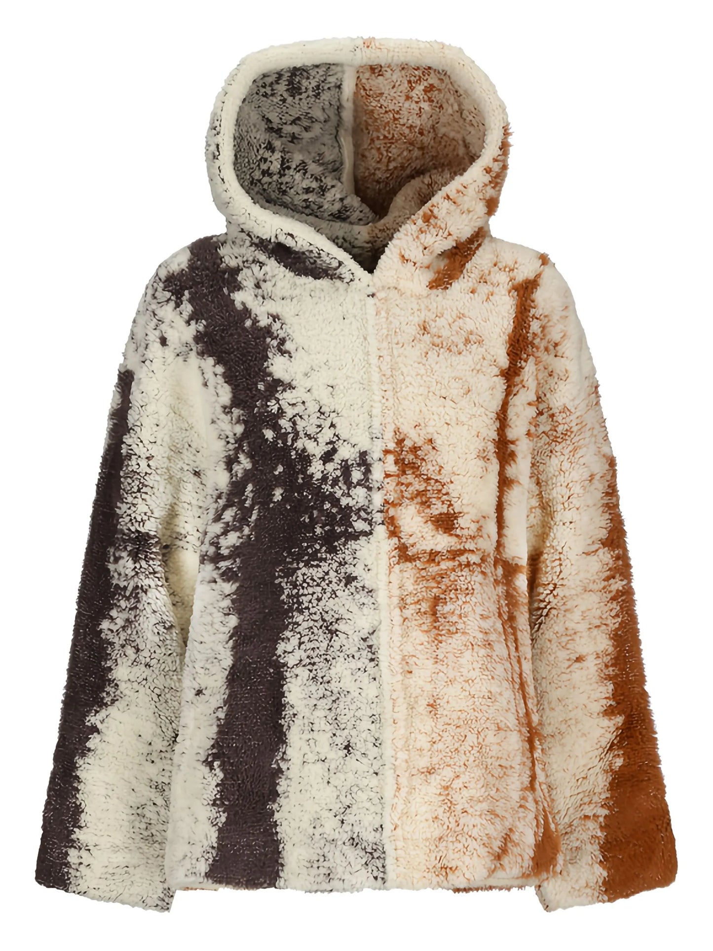 tie-dye pattern shearling hoodie