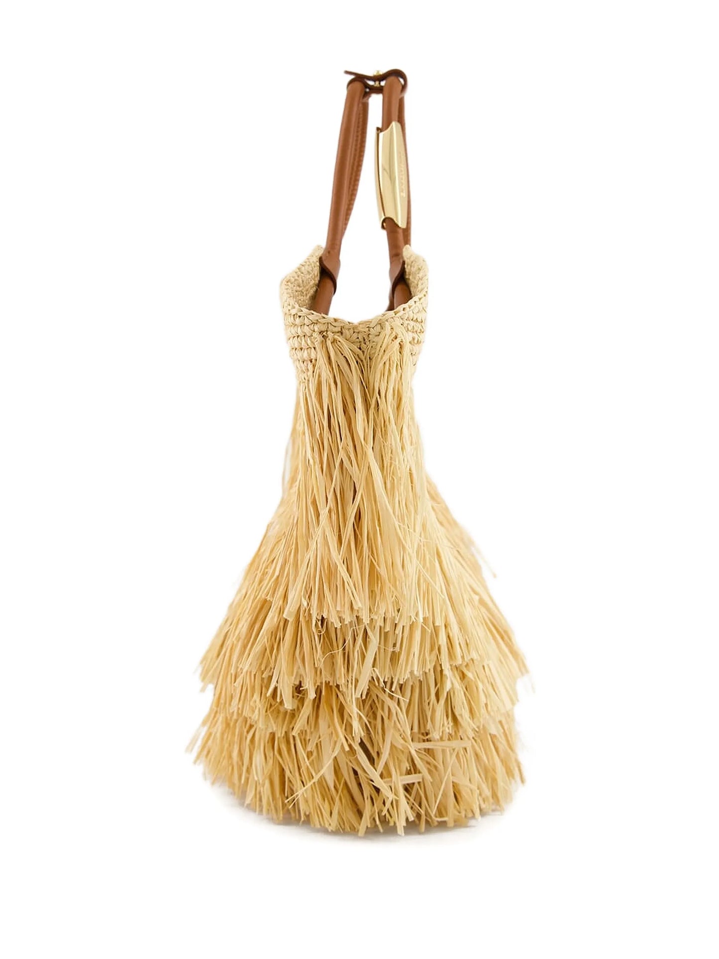 fringed straw handbag