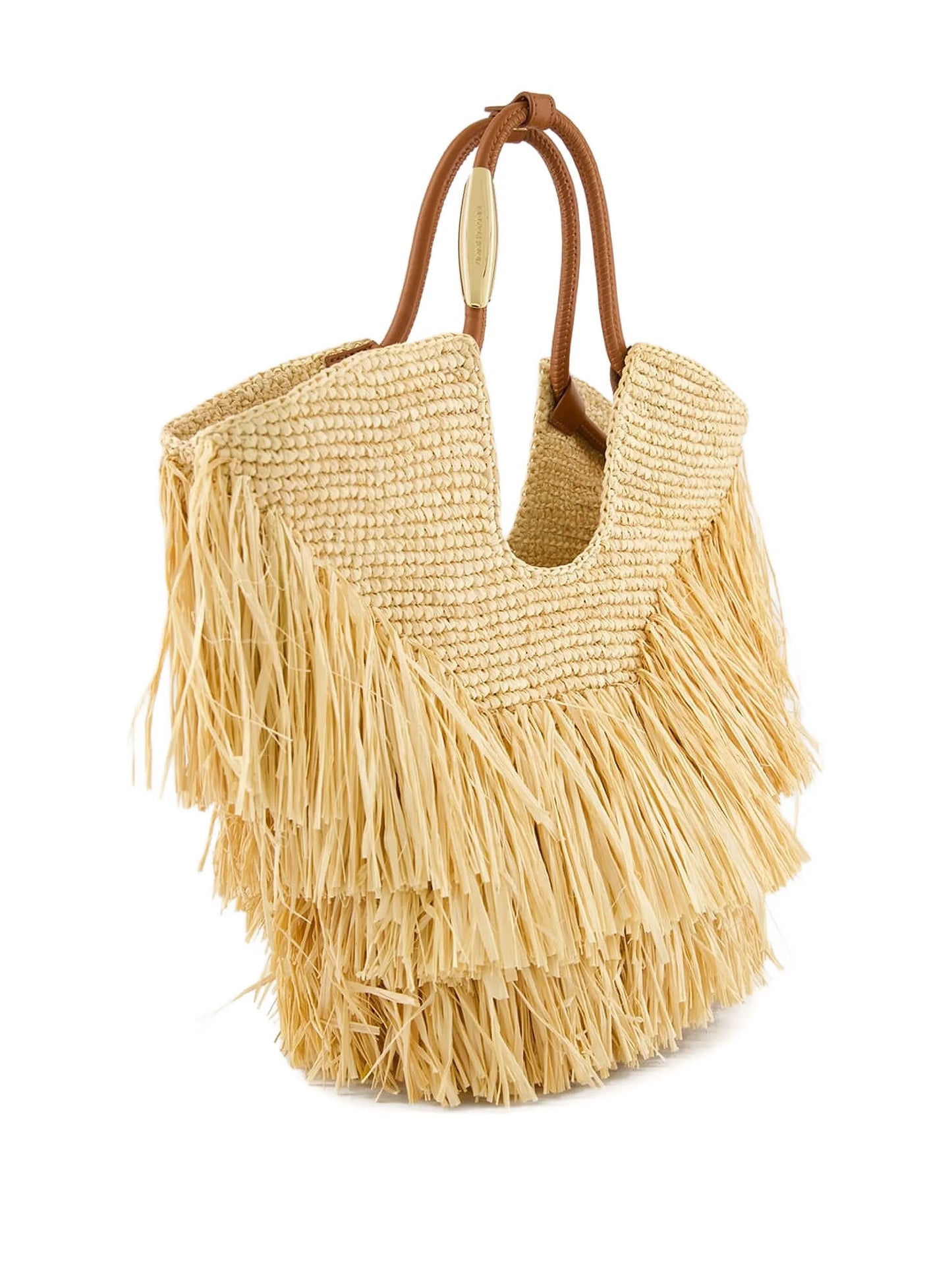 fringed straw handbag