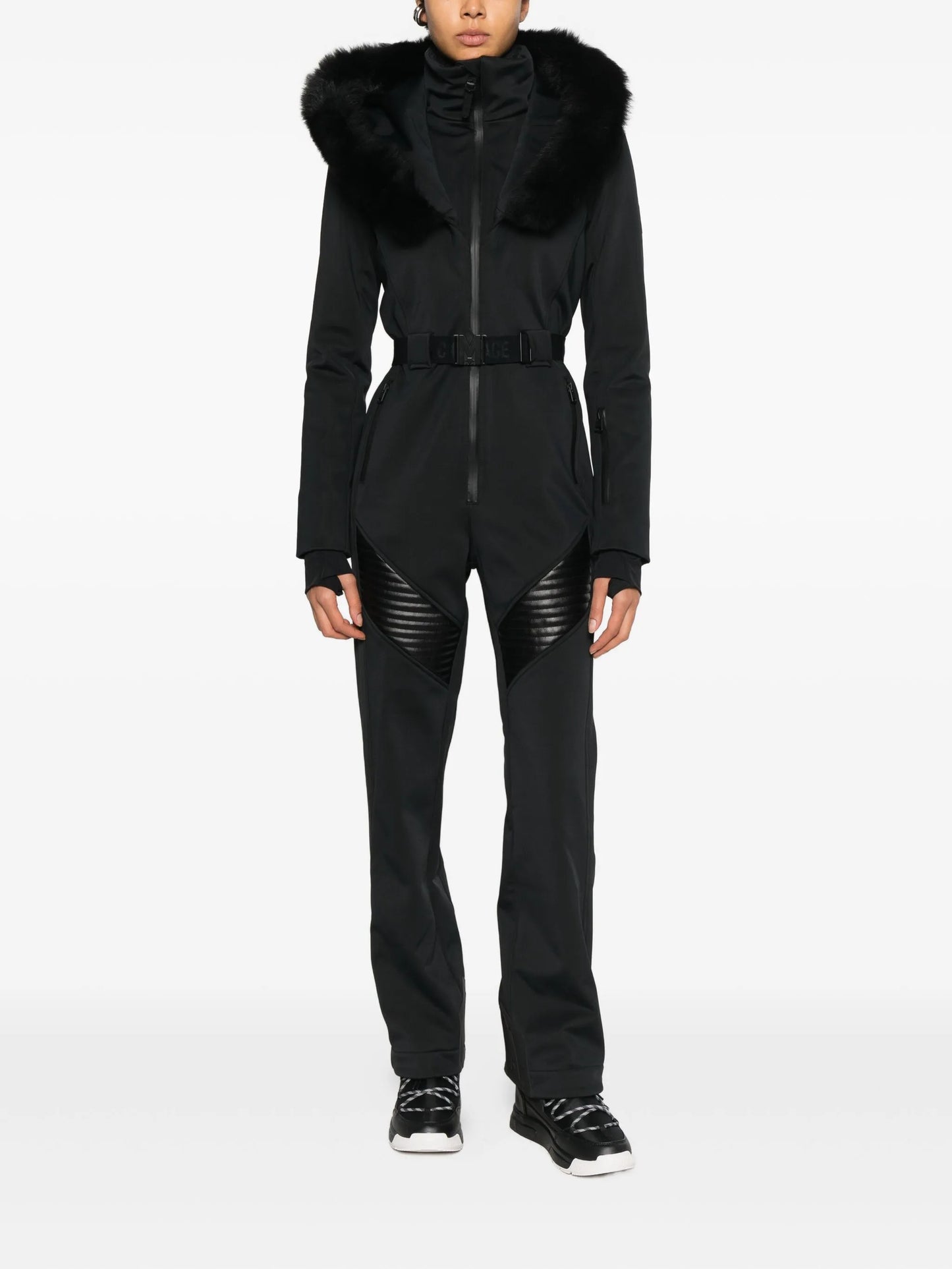 Elle-Sh fur hooded ski suit