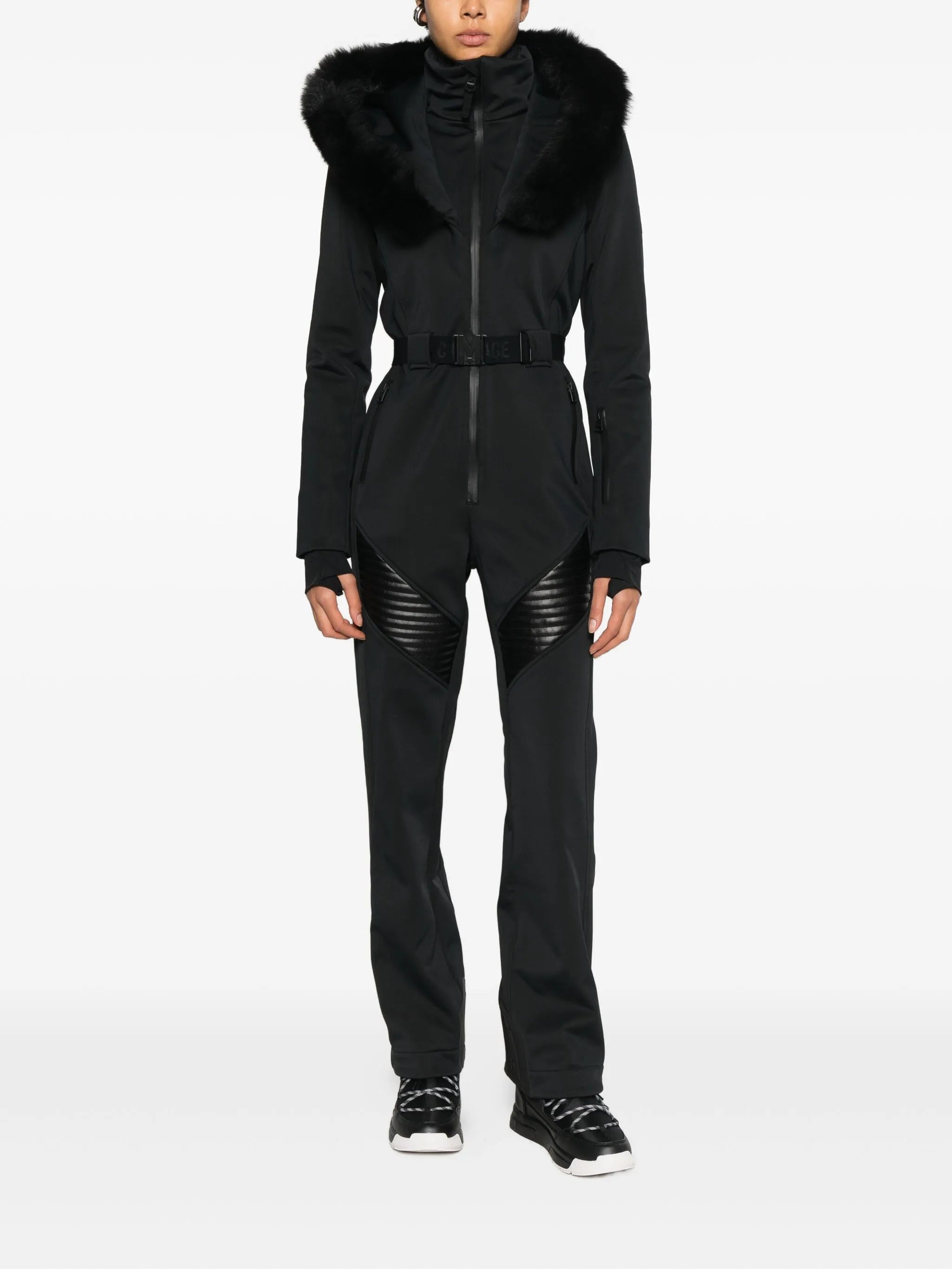 Elle-Sh fur hooded ski suit