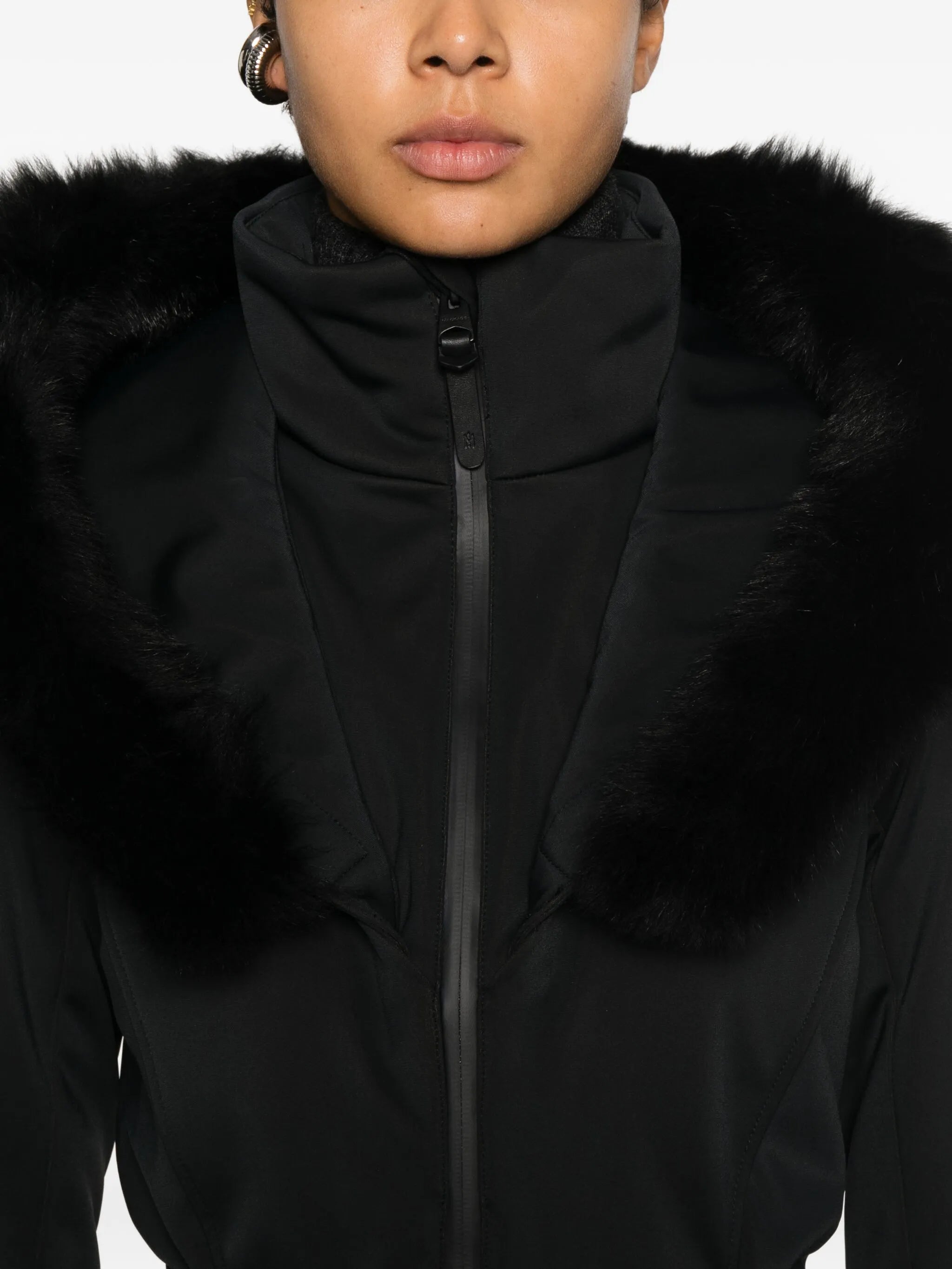 Elle-Sh fur hooded ski suit
