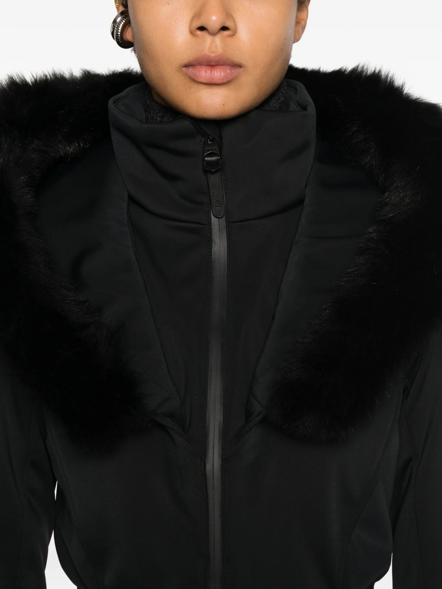 Elle-Sh fur hooded ski suit