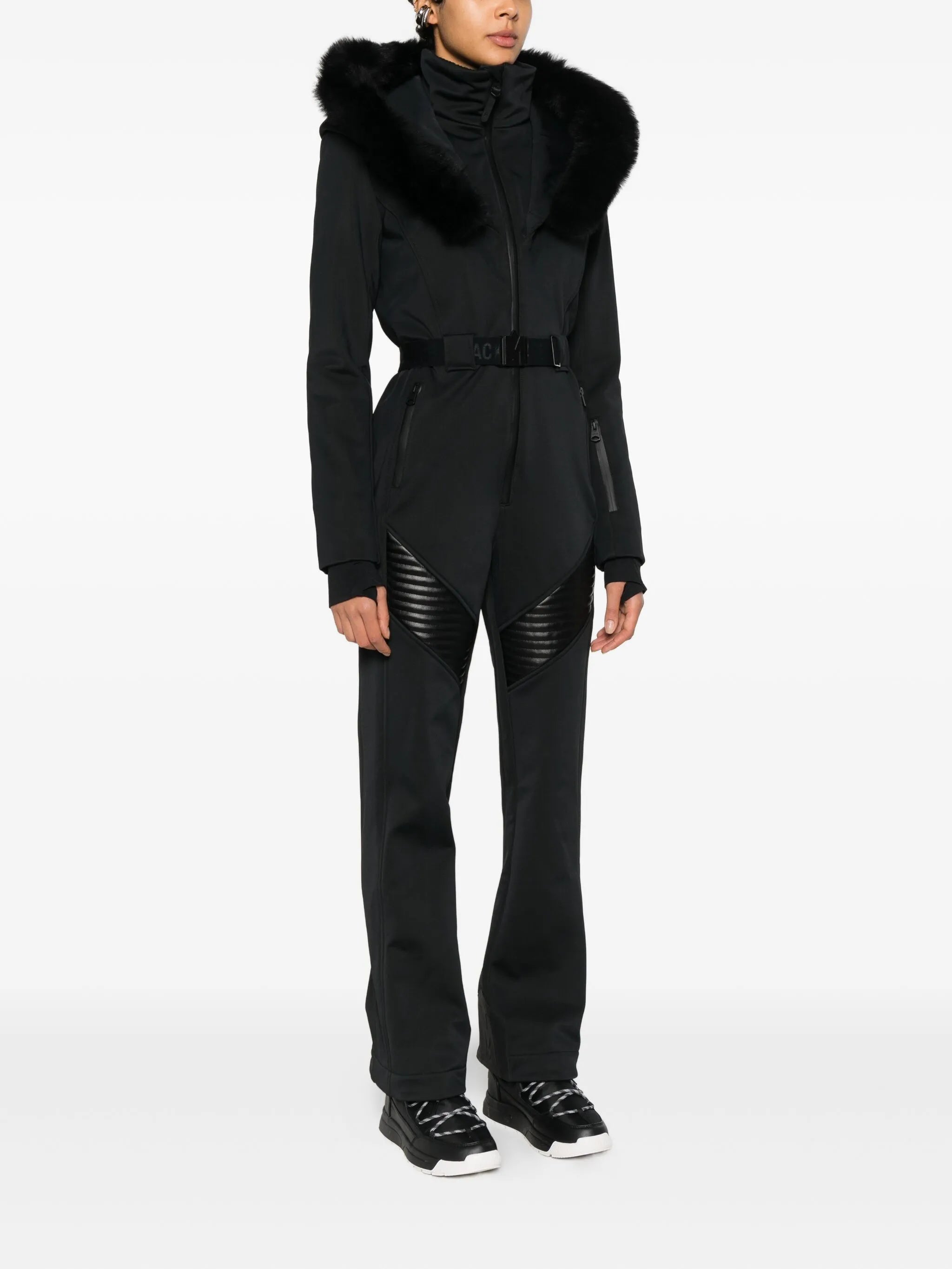 Elle-Sh fur hooded ski suit