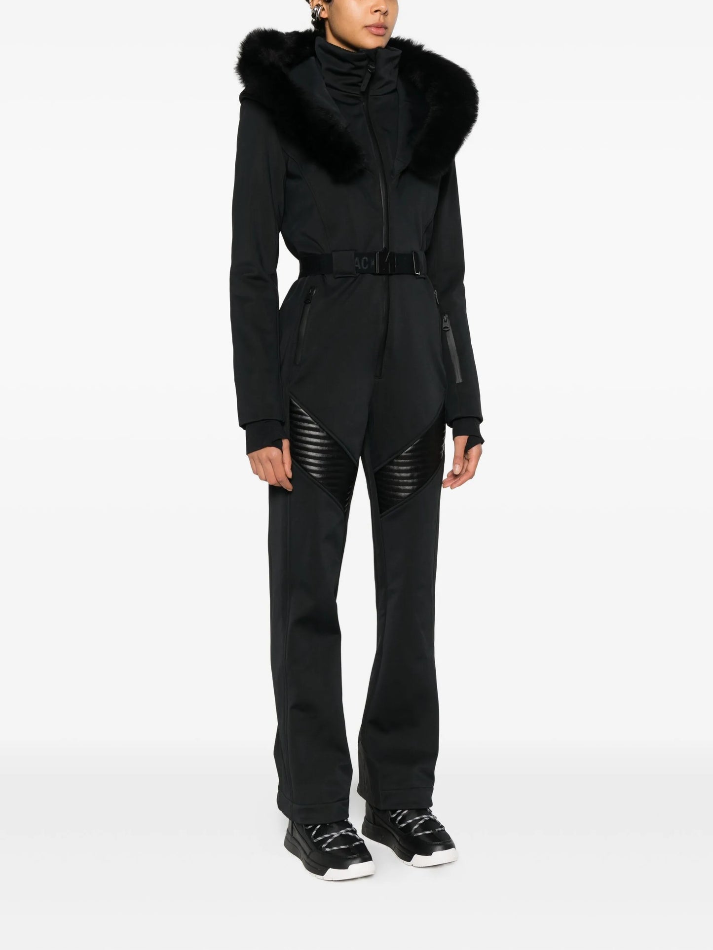 Elle-Sh fur hooded ski suit