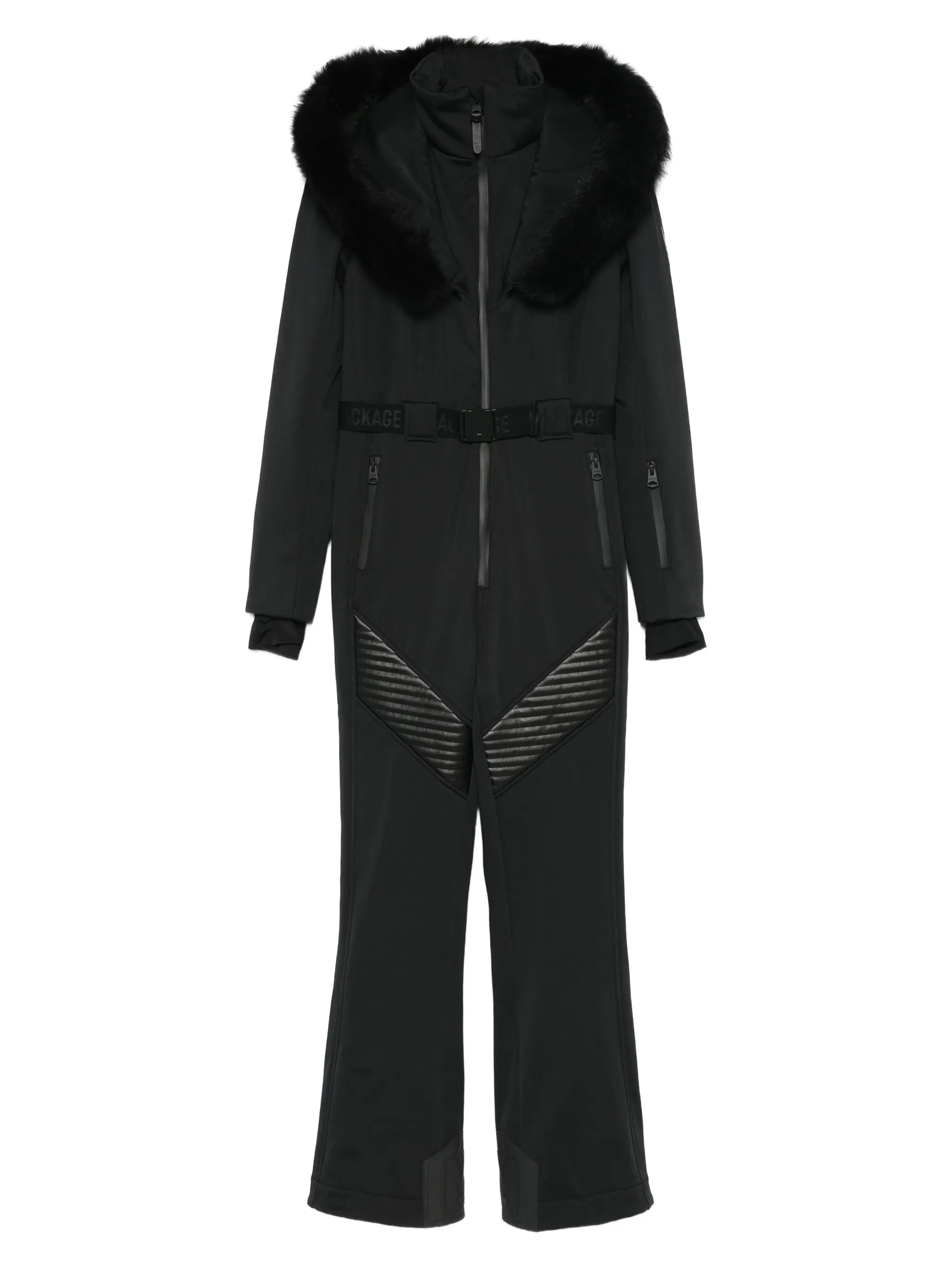 Elle-Sh fur hooded ski suit