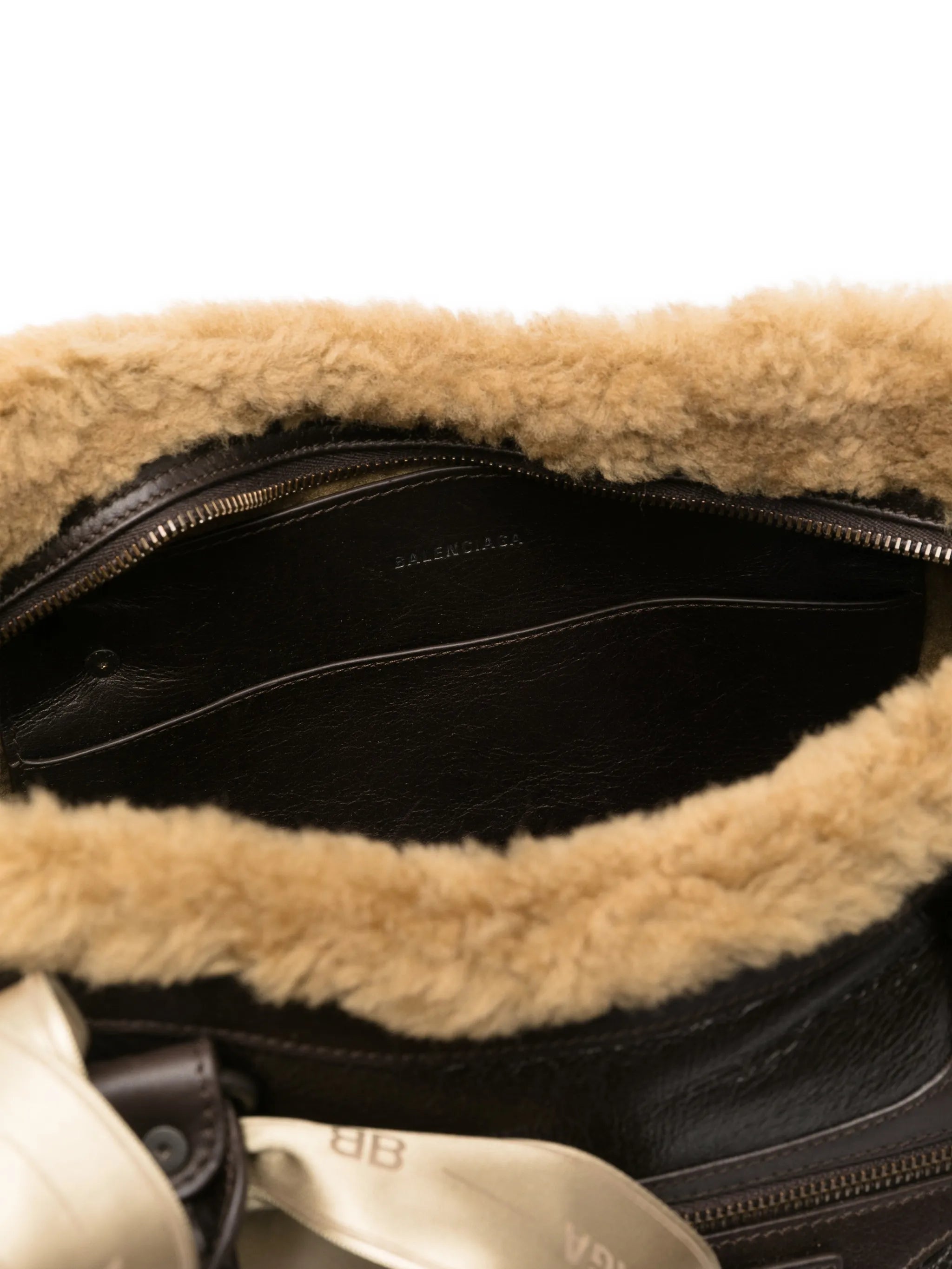 medium Le City shearling-trimmed tote bag