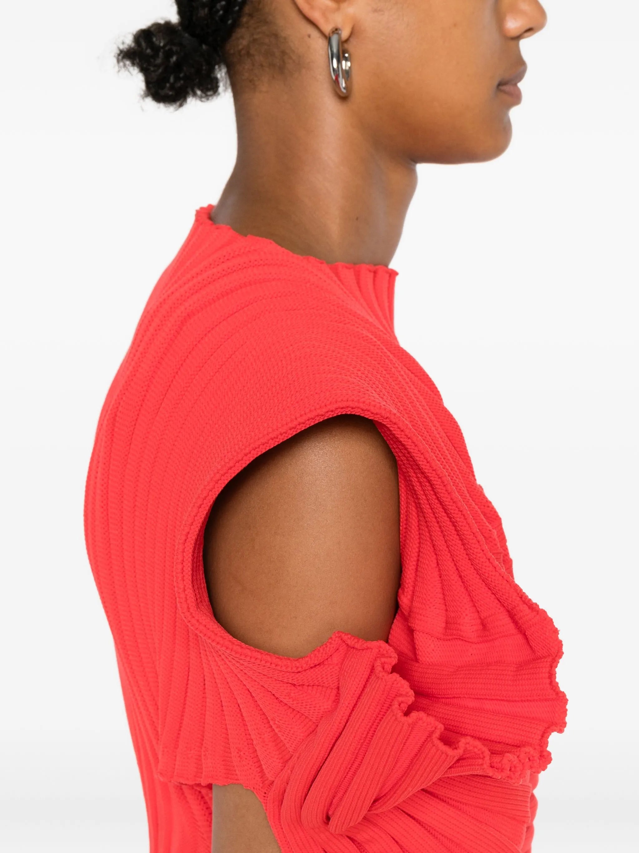 ribbed-knit short-sleeved top
