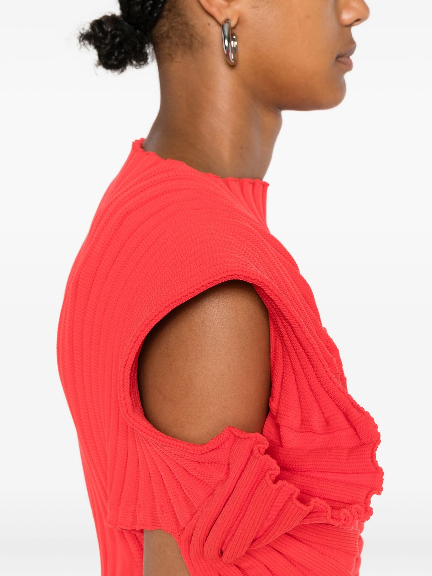 ribbed-knit short-sleeved top
