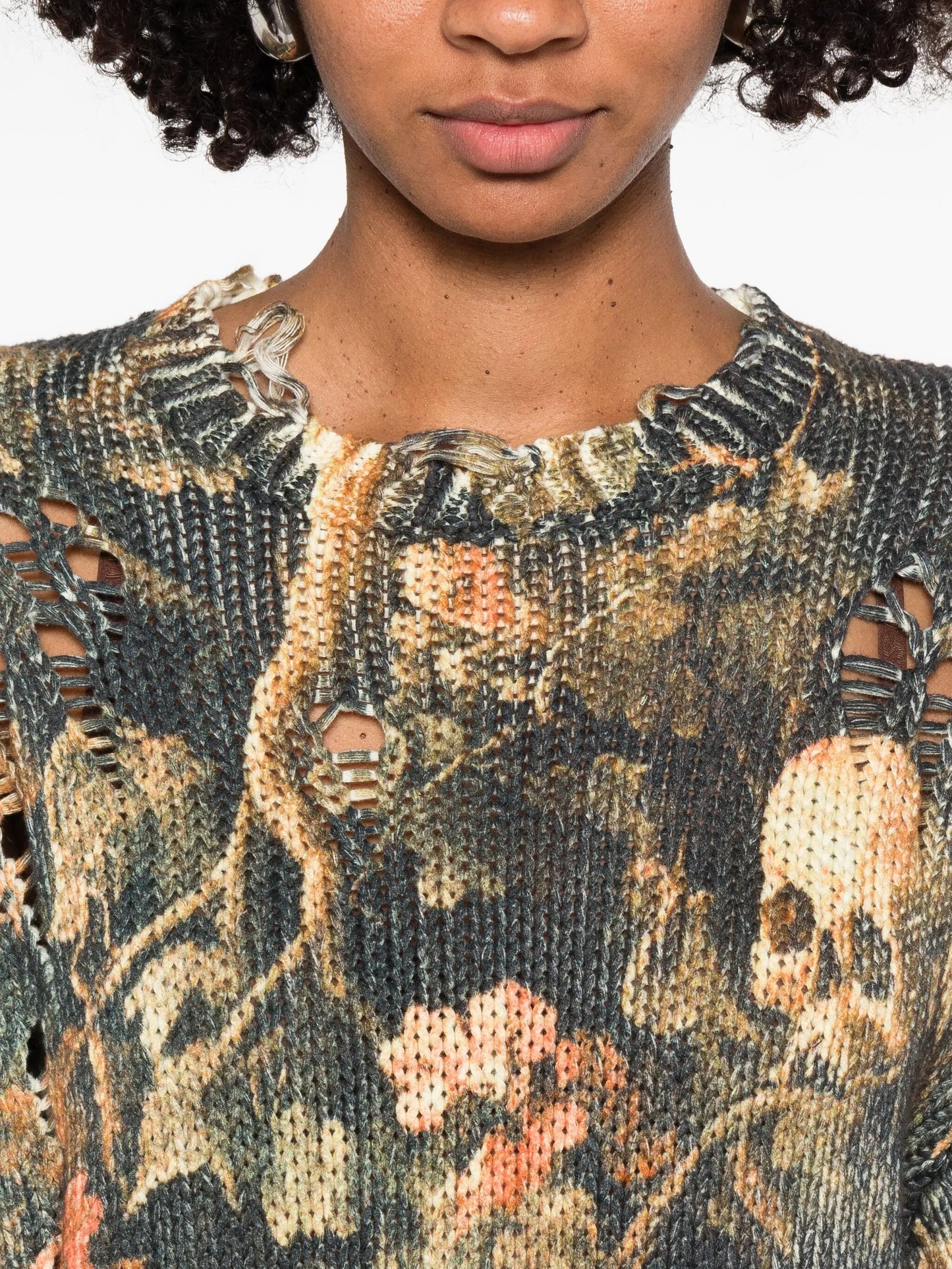 graphic-print raw-cut jumper
