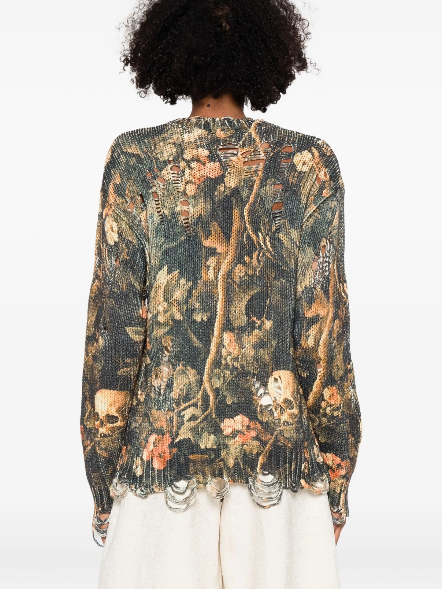 graphic-print raw-cut jumper