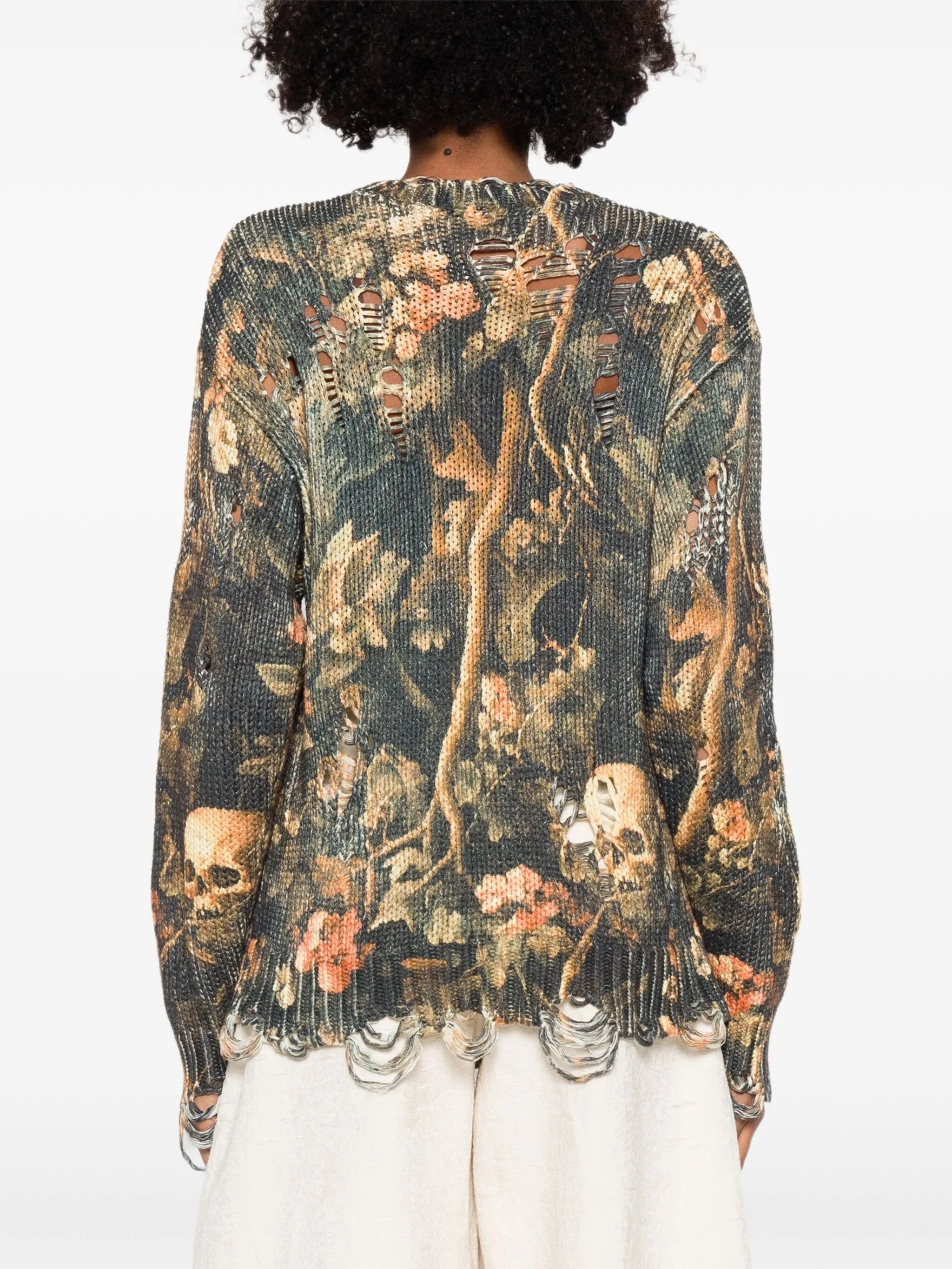graphic-print raw-cut jumper