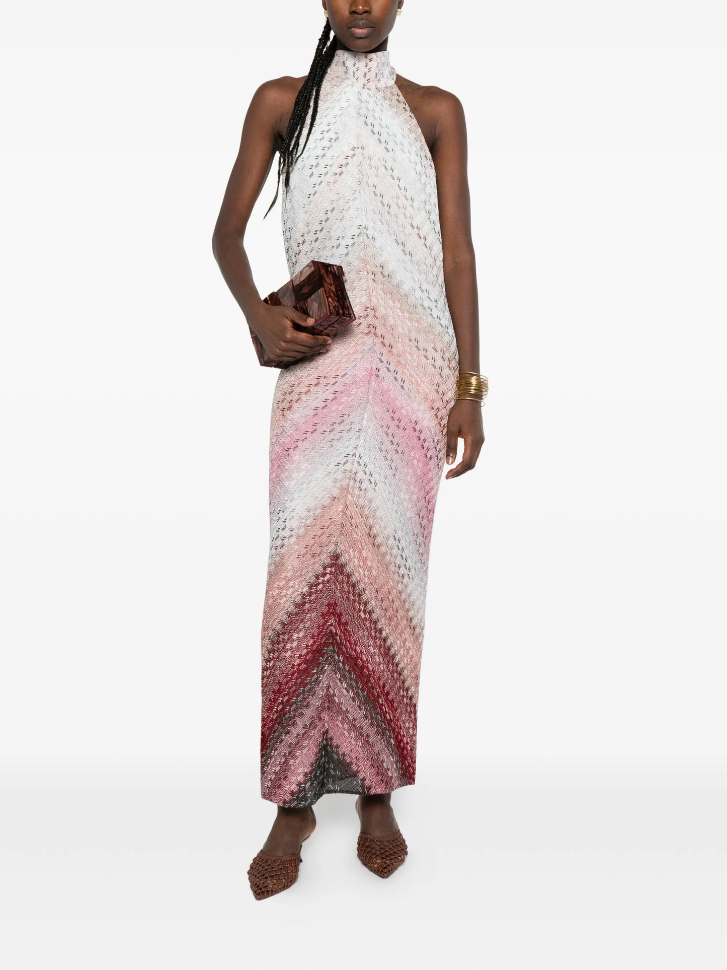 chevron highneck maxi dress