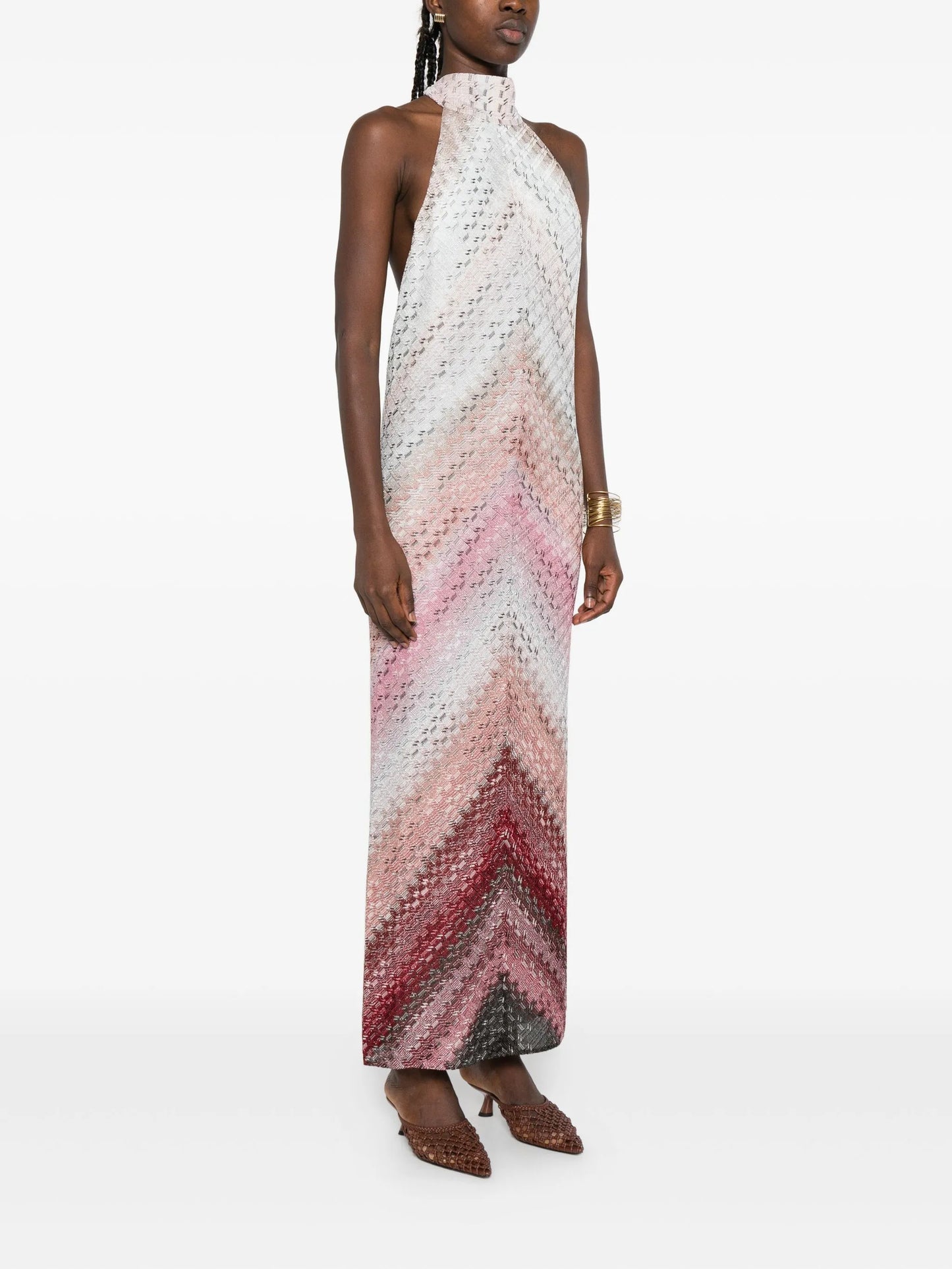 chevron highneck maxi dress