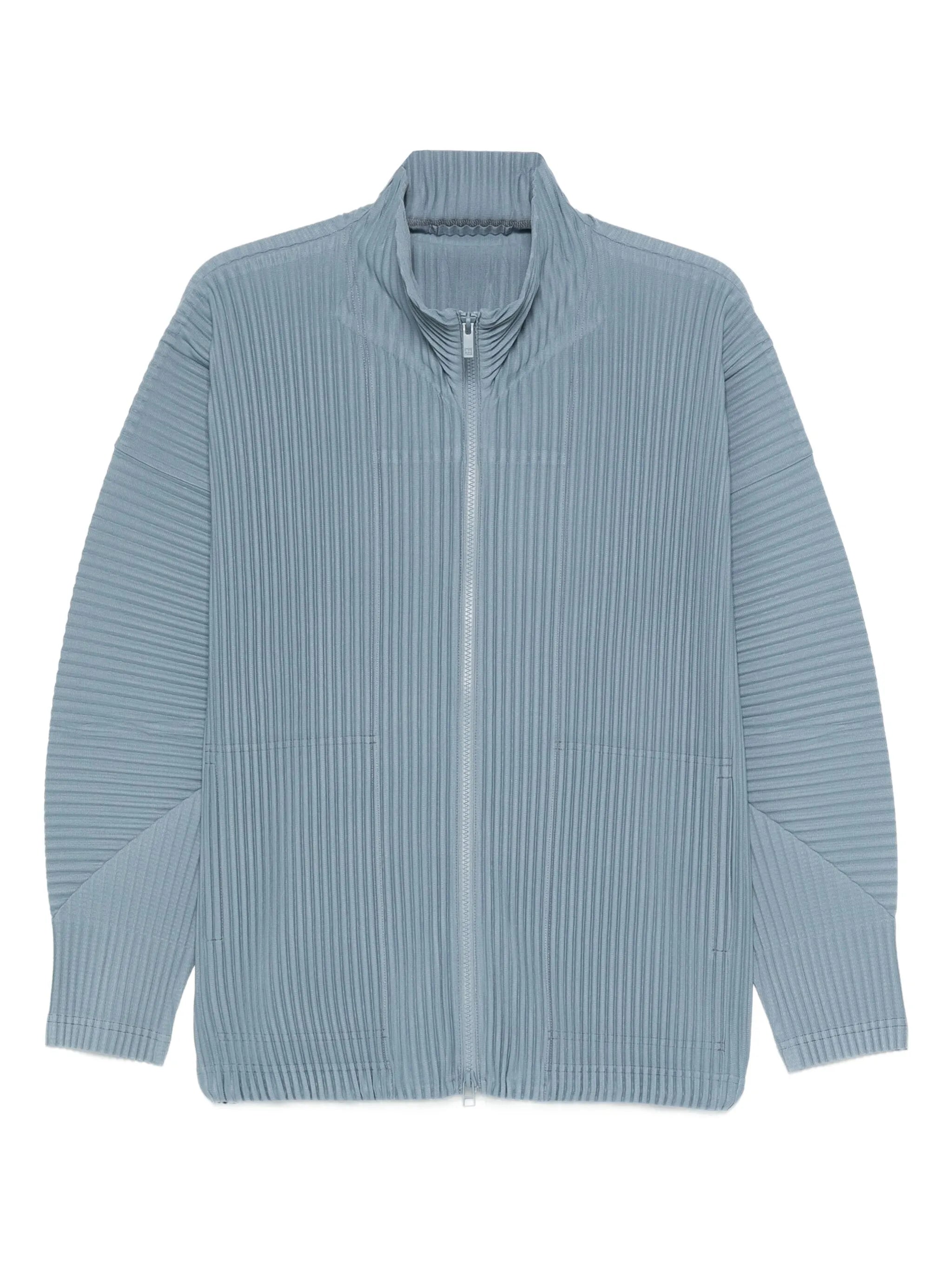 pleated funnel-neck jacket