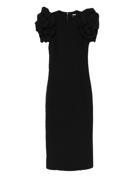 puff-sleeve midi dress