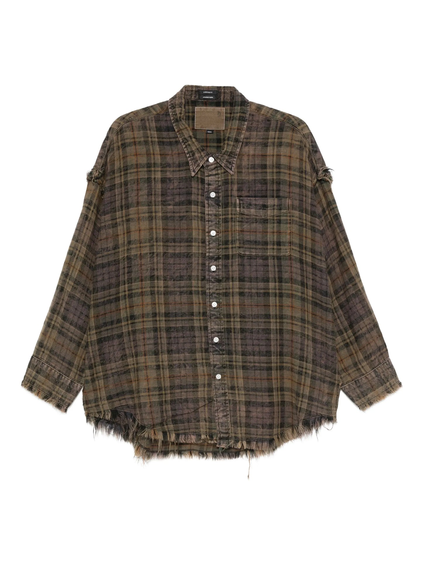 shredded-seam plaid shirt