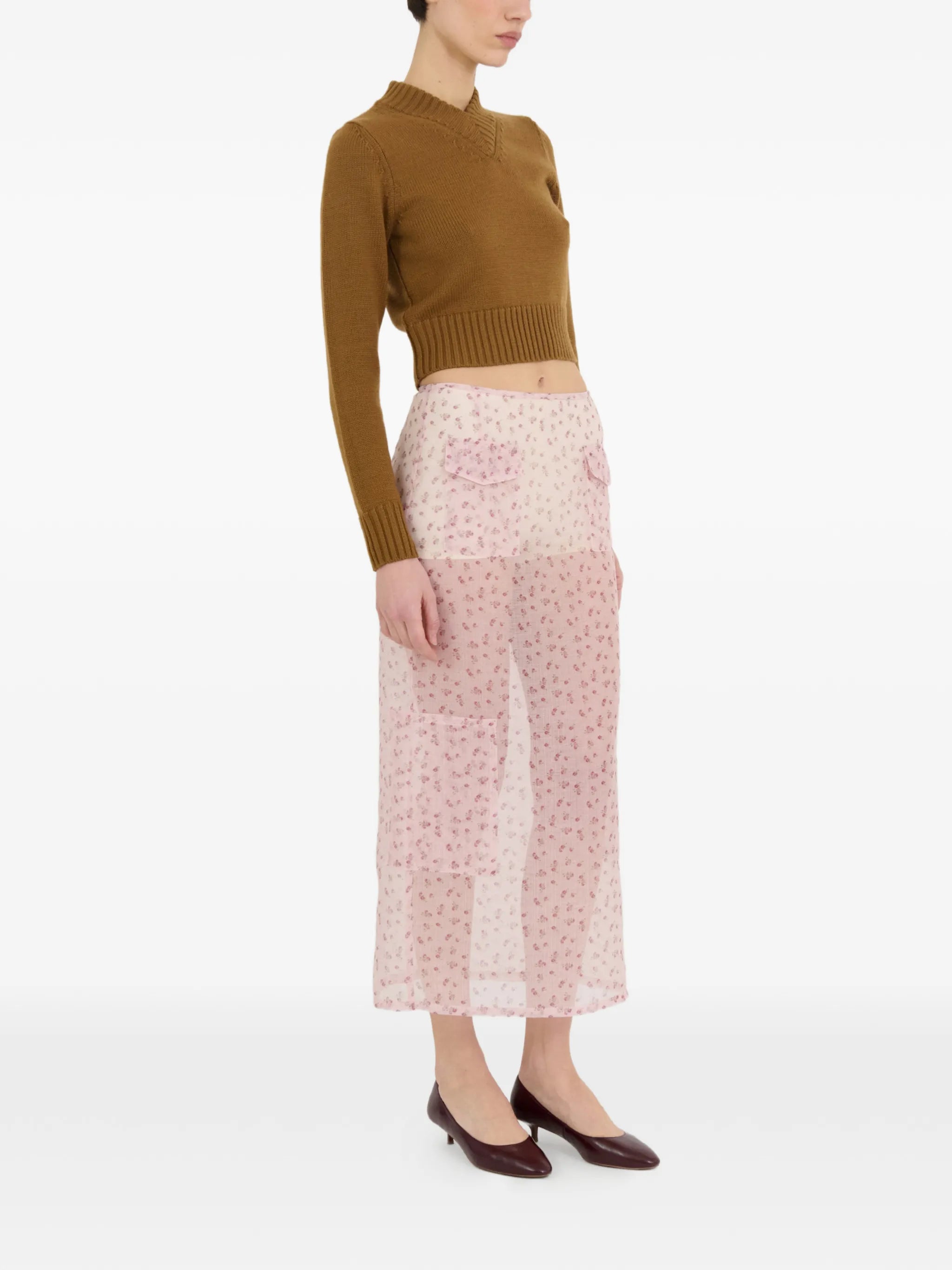 Valletta rose-print midi skirt