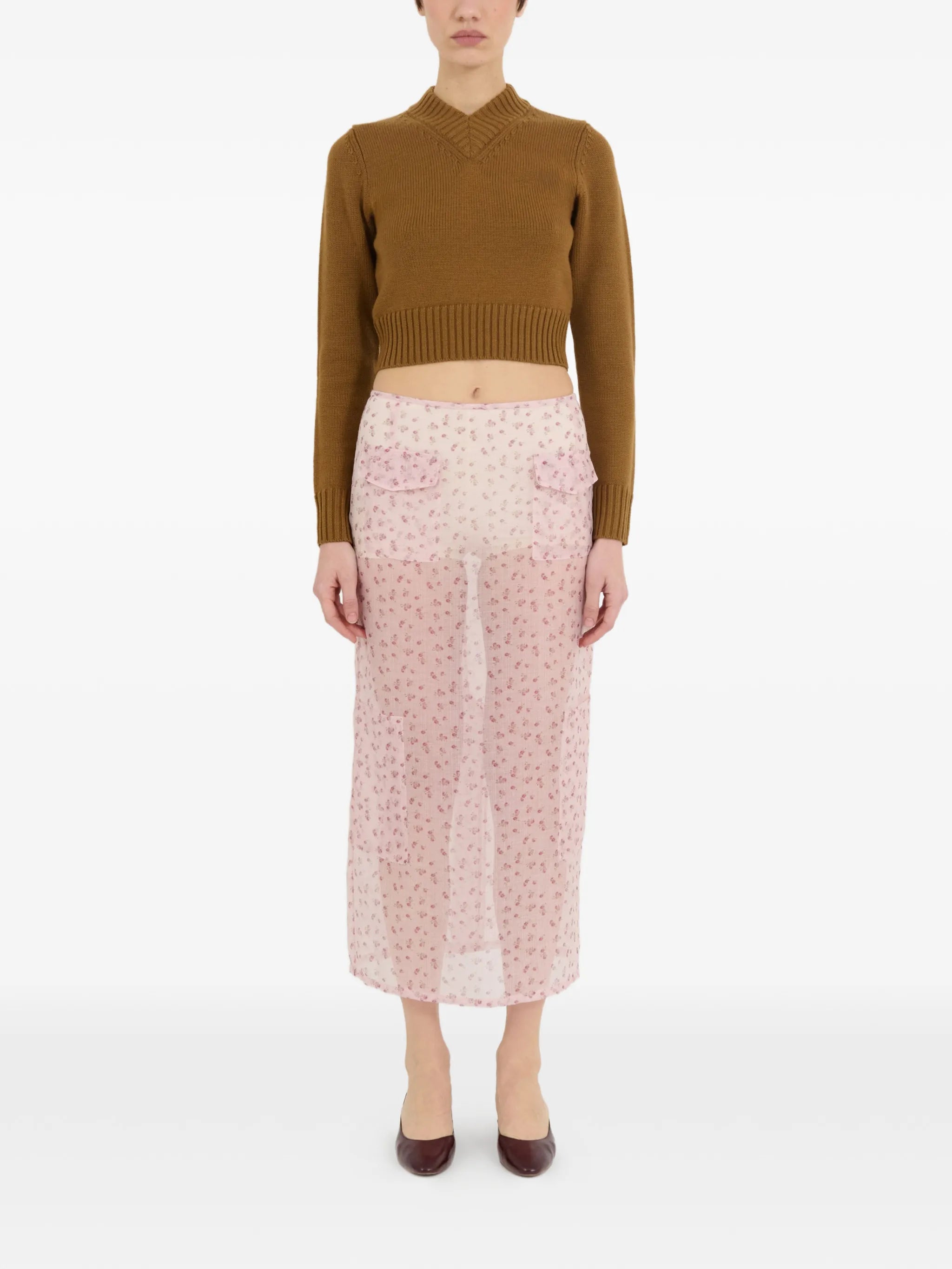 Valletta rose-print midi skirt