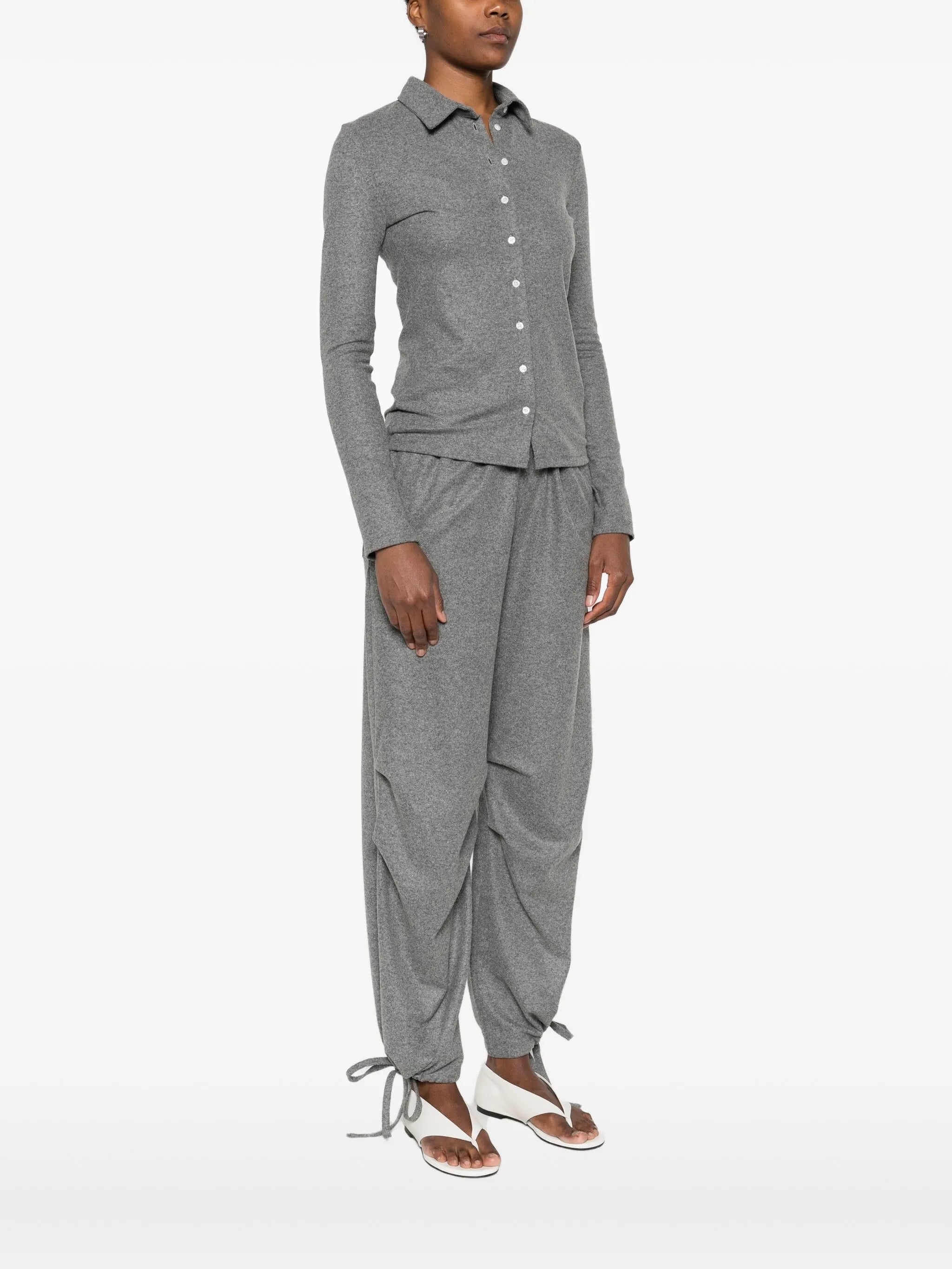 fine-knit button-up shirt