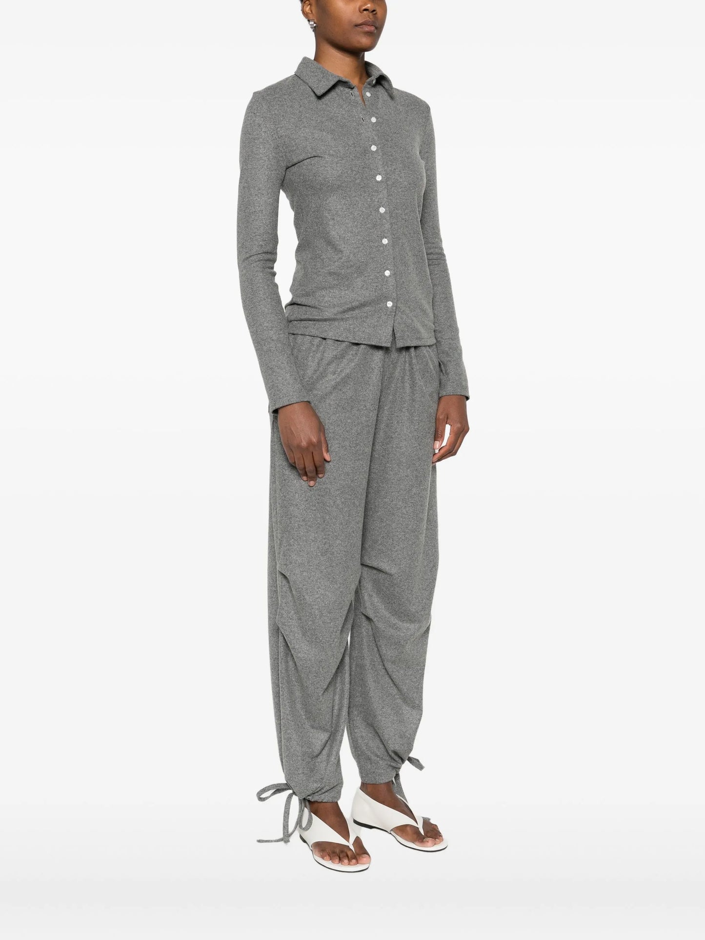fine-knit button-up shirt