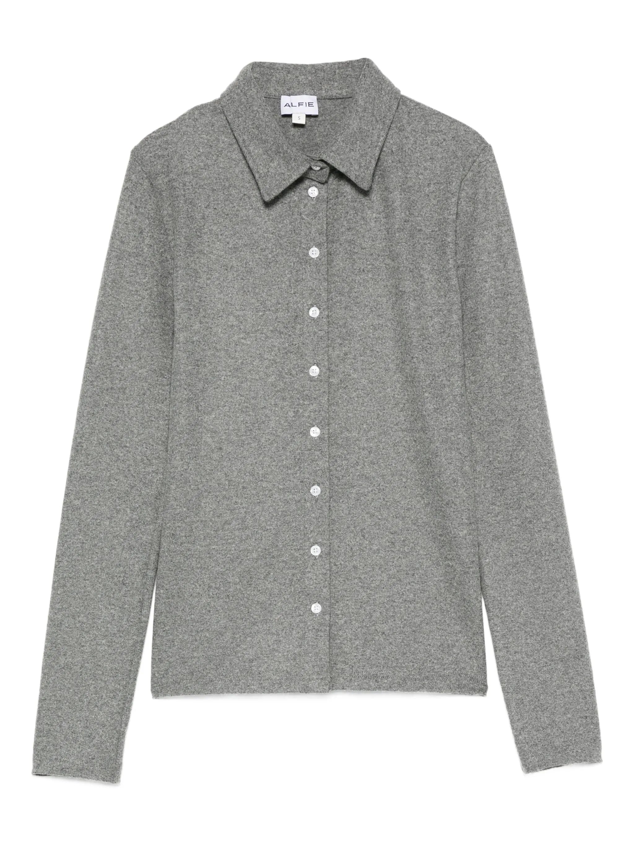fine-knit button-up shirt
