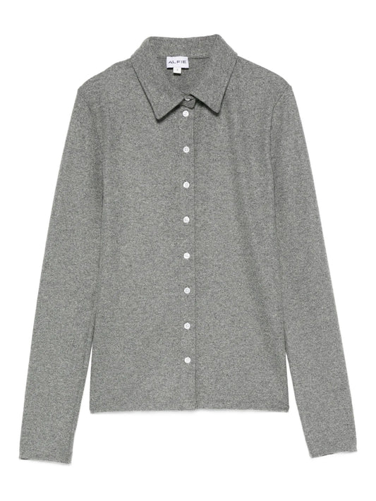 fine-knit button-up shirt