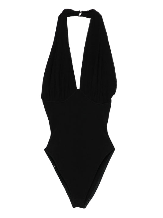 draped halterneck bodysuit