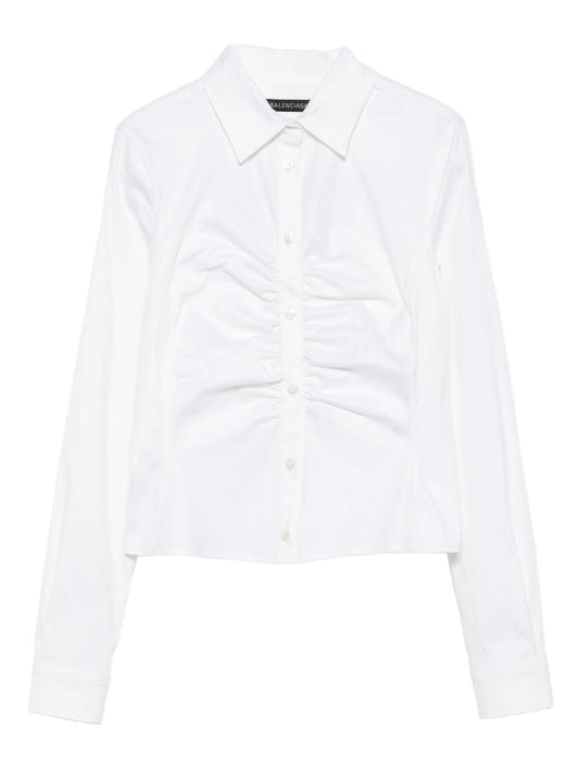 ruched long-sleeve shirt