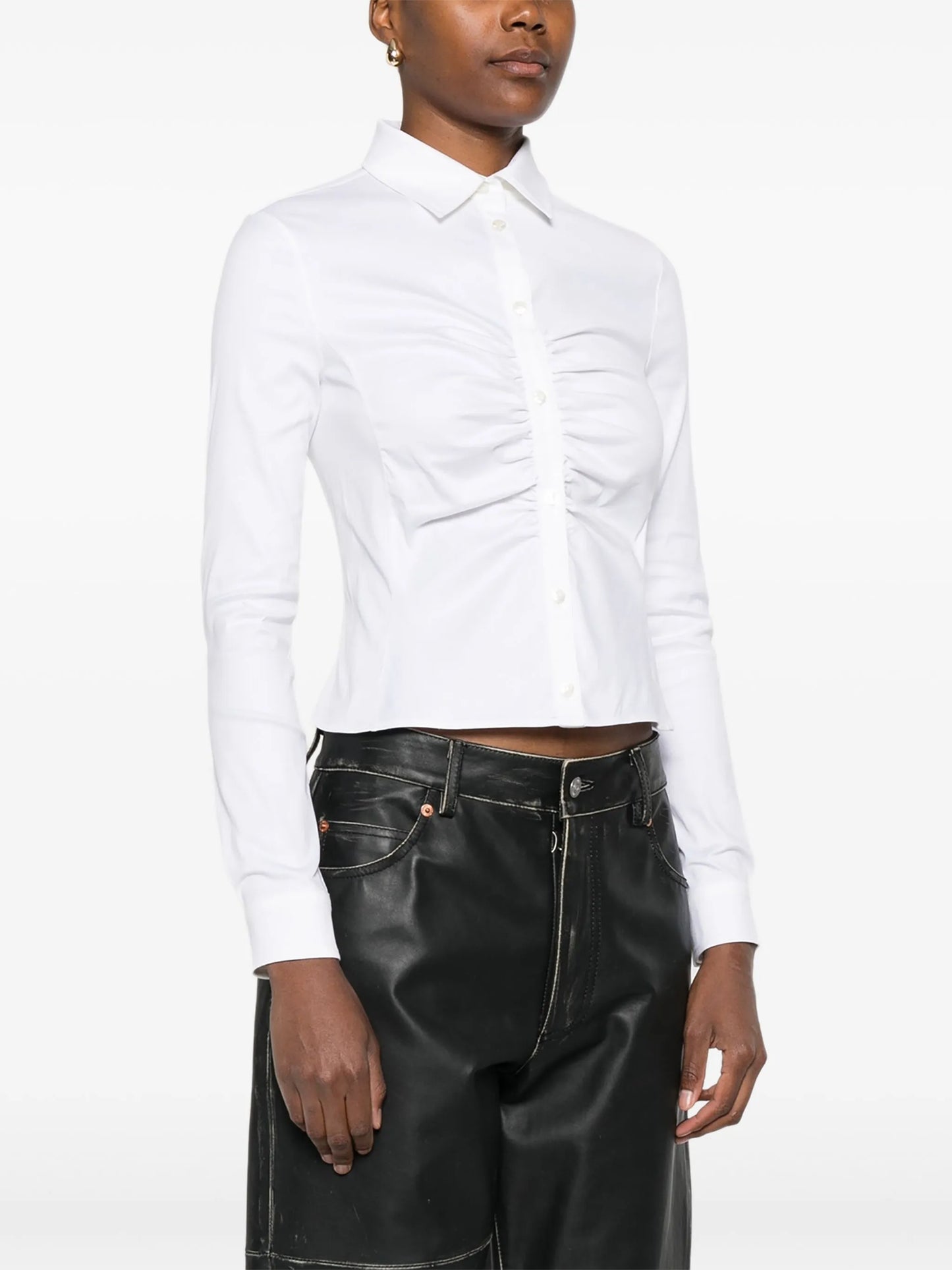 ruched long-sleeve shirt