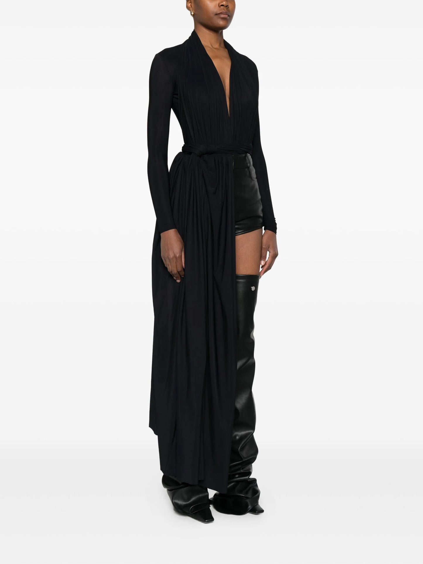 draped knot mini dress