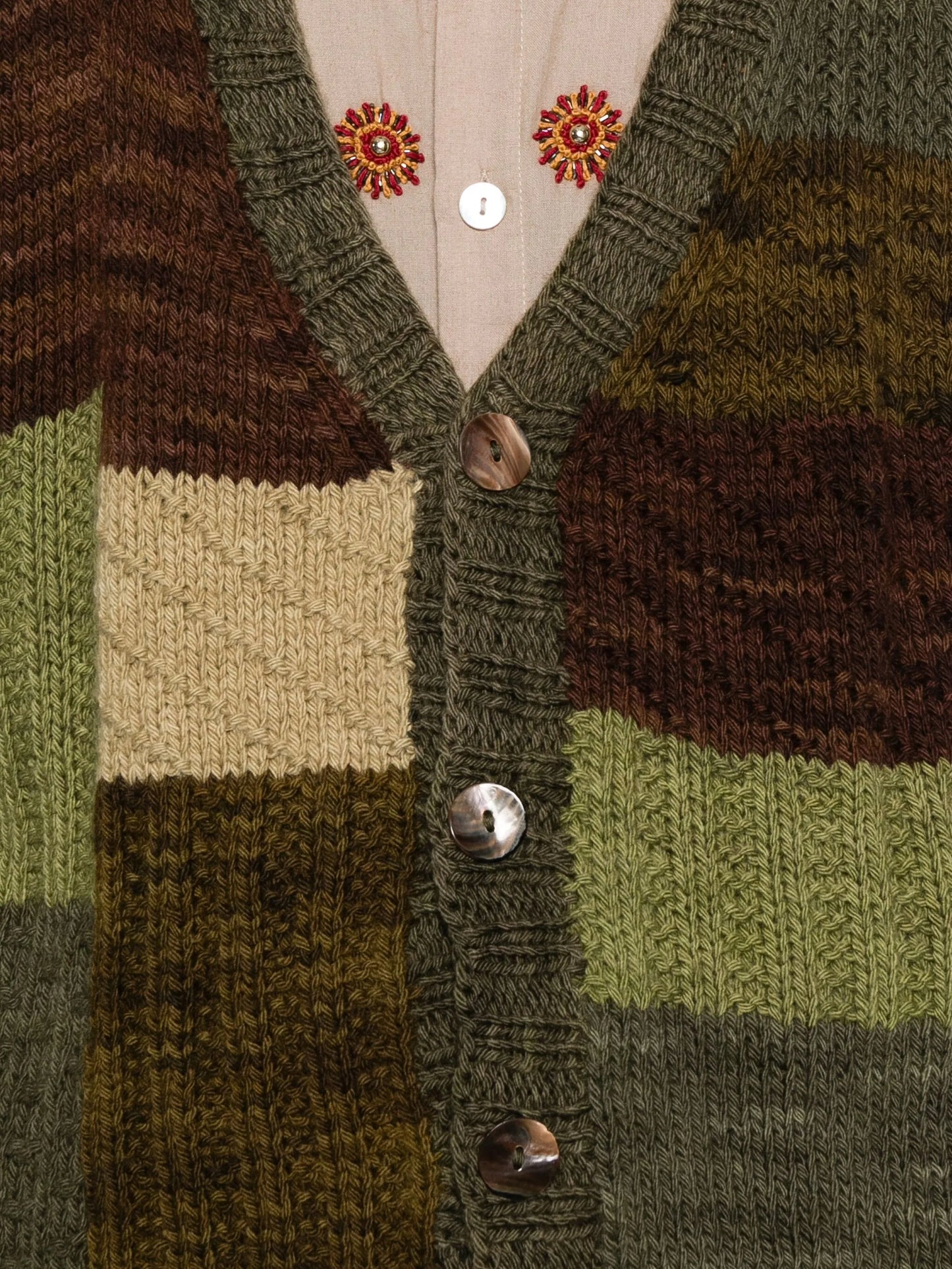 patchwork button cardigan