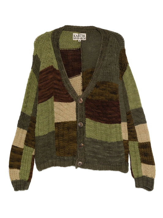 patchwork button cardigan