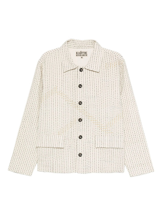 kantha-embroidered button jacket
