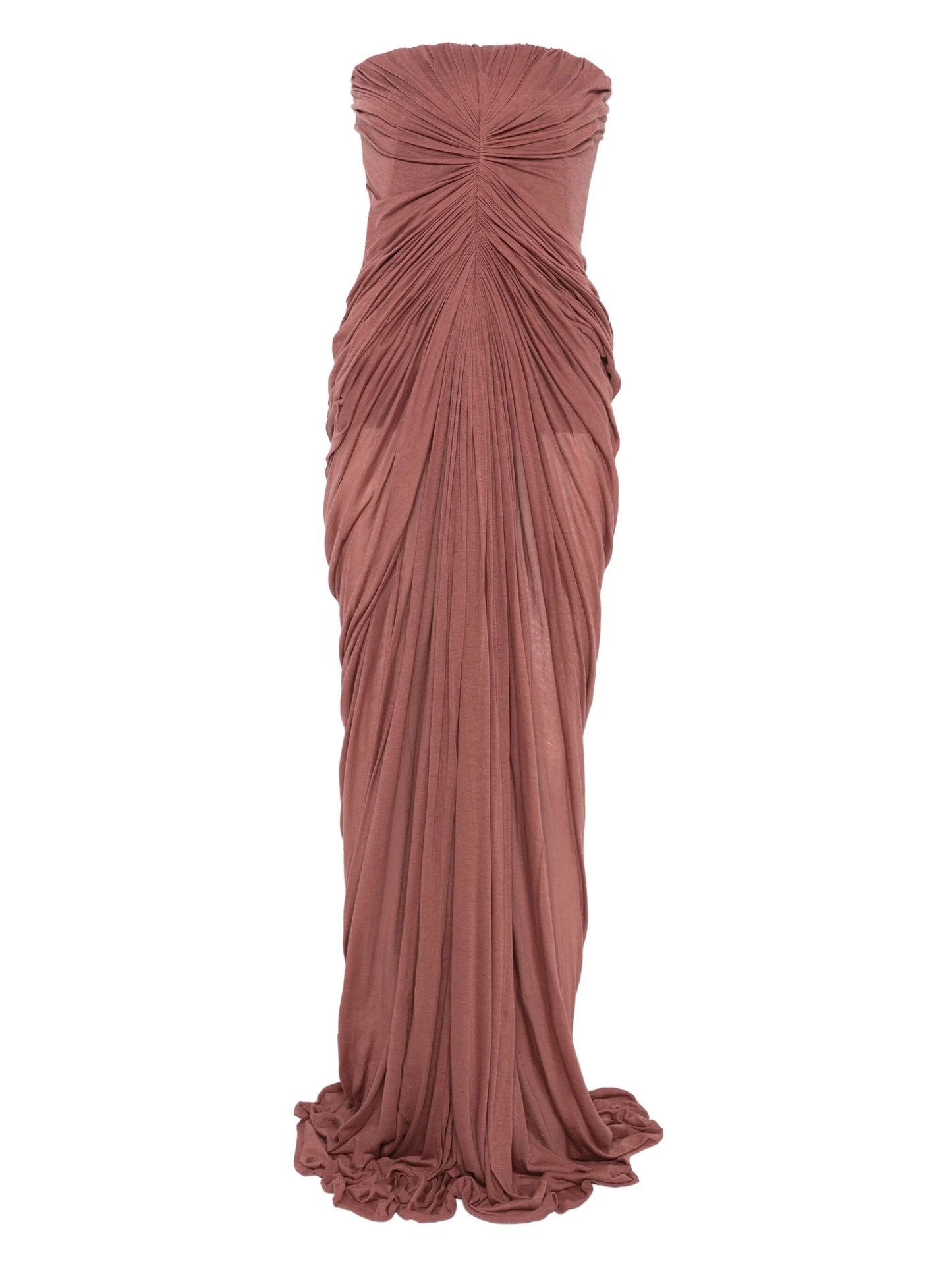 draped strapless maxi dress
