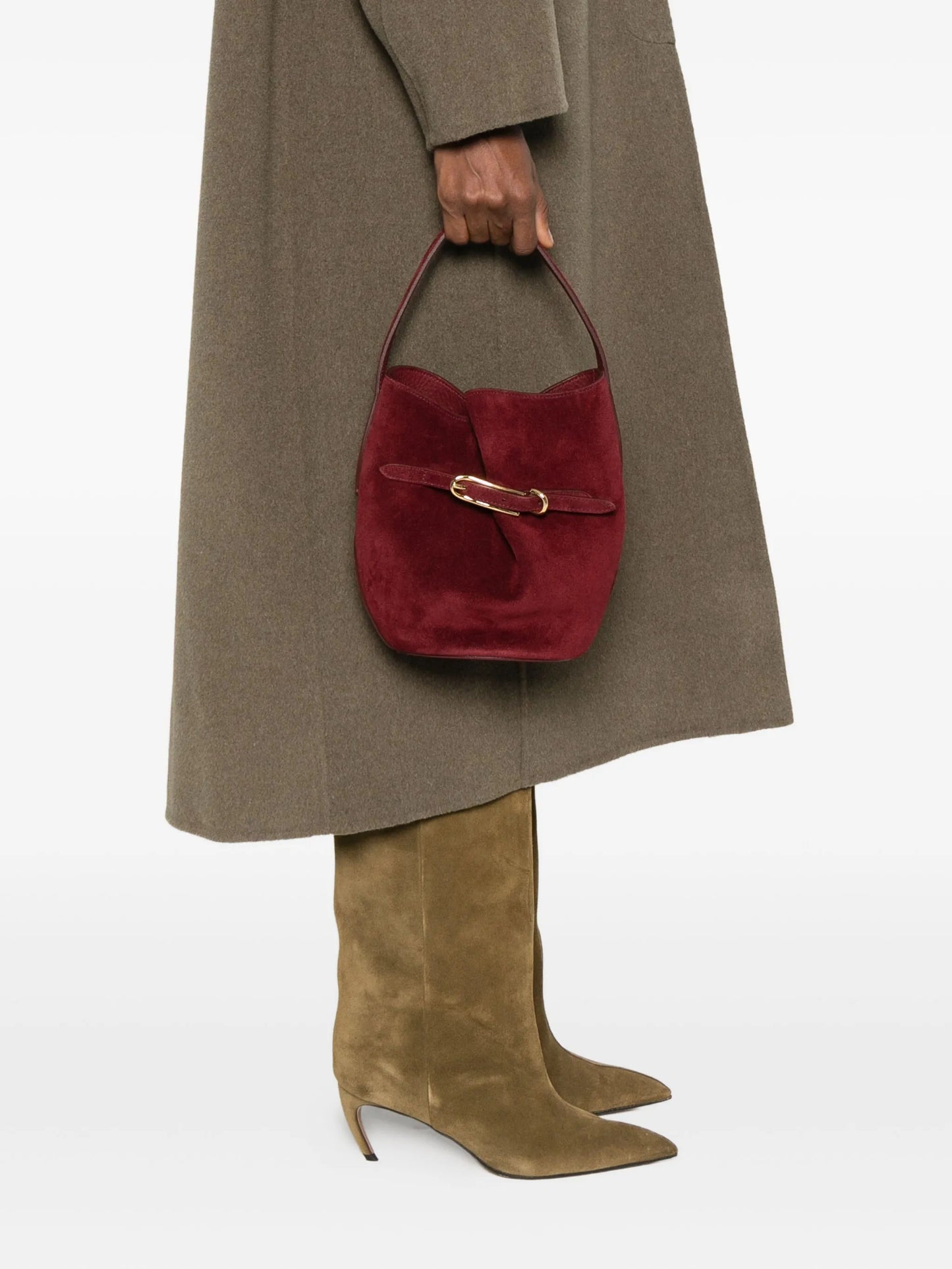 mini suede bucket bag