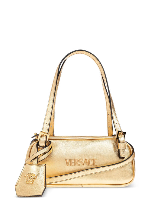 metallic leather shoulder bag