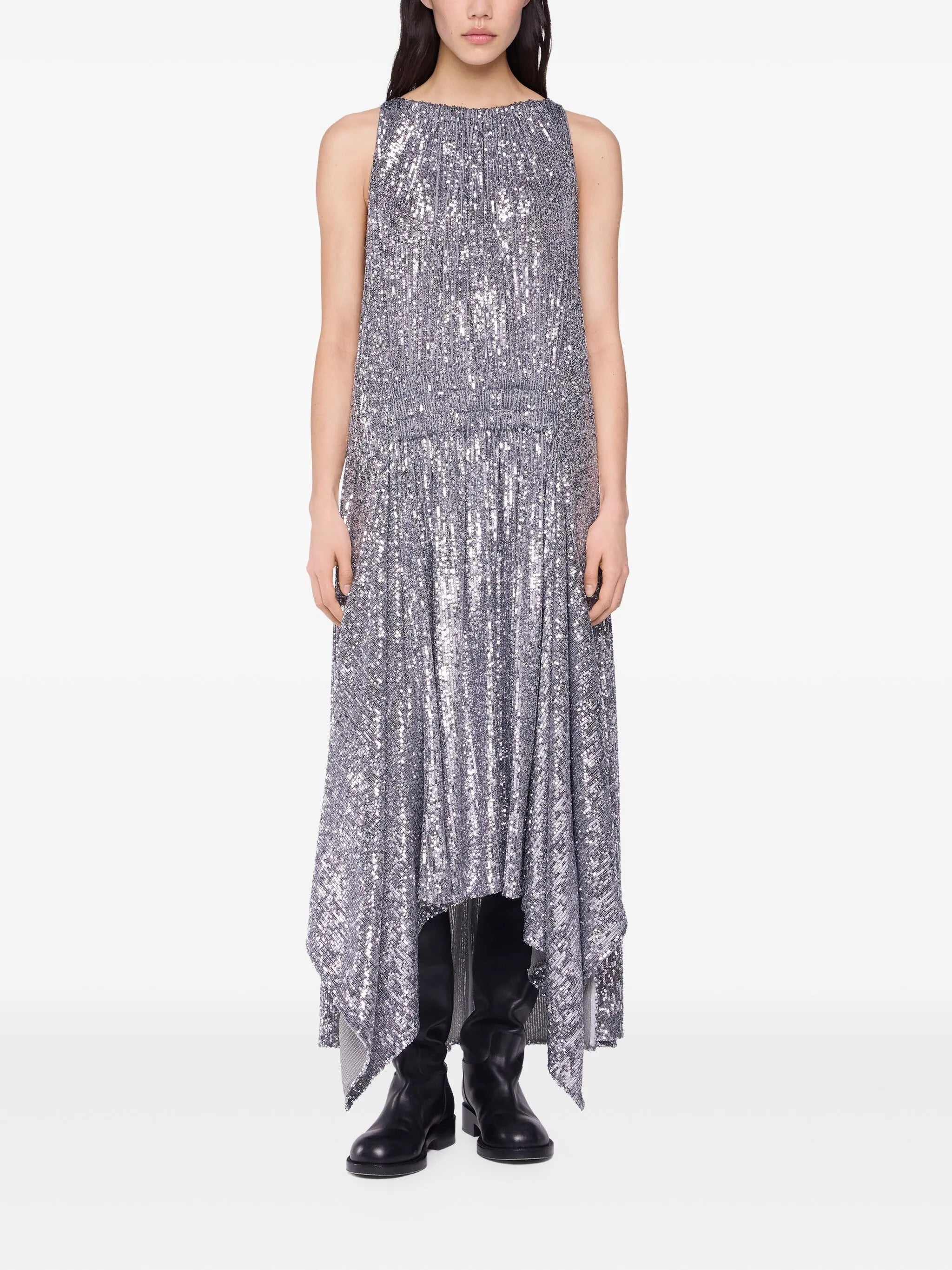 sequined high-low dress