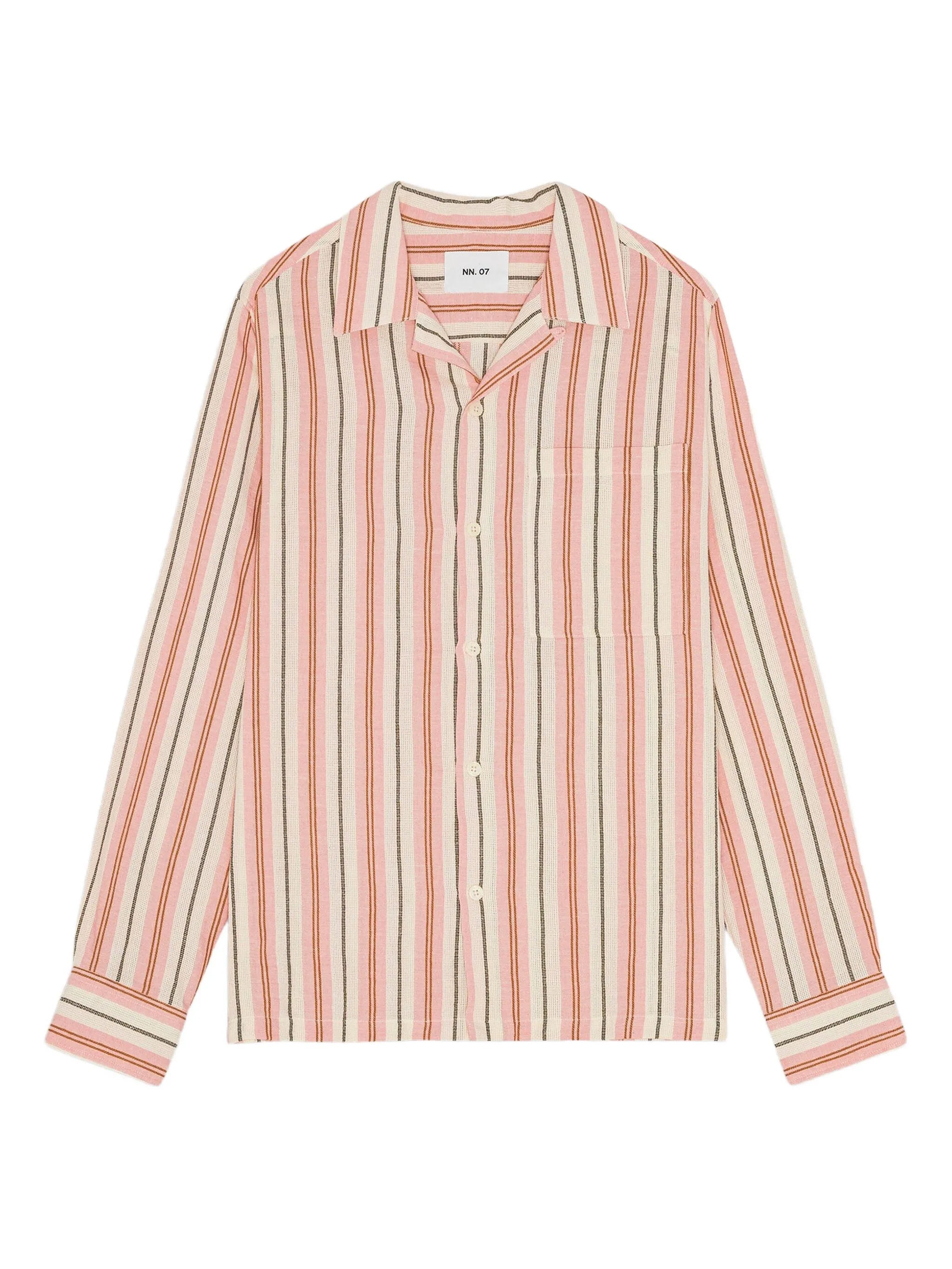 striped button-up shirt
