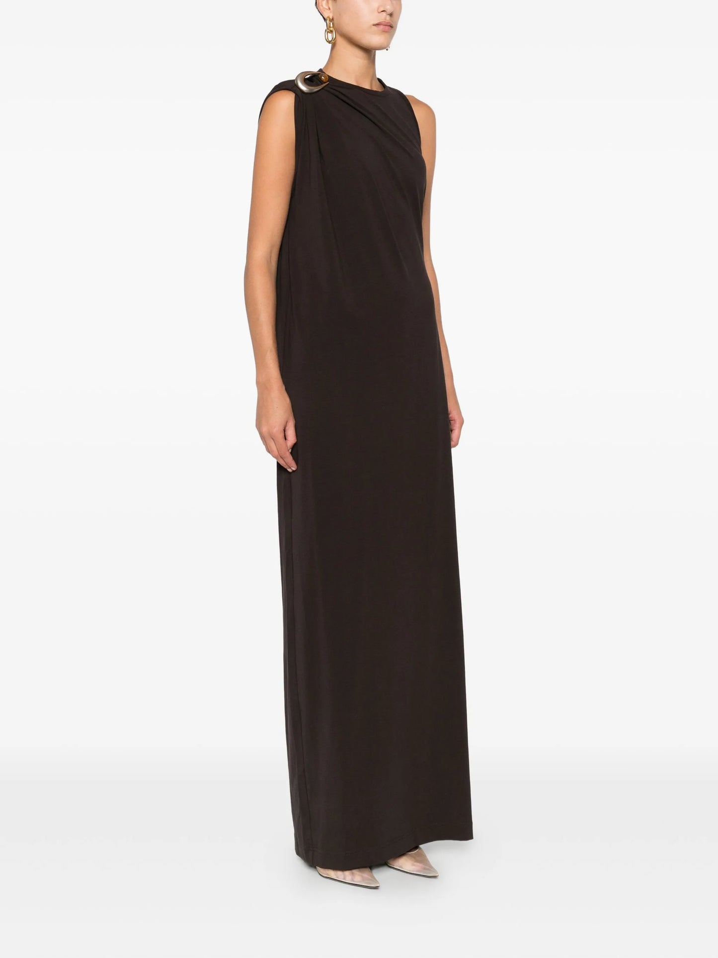 draped ring-detail maxi dress
