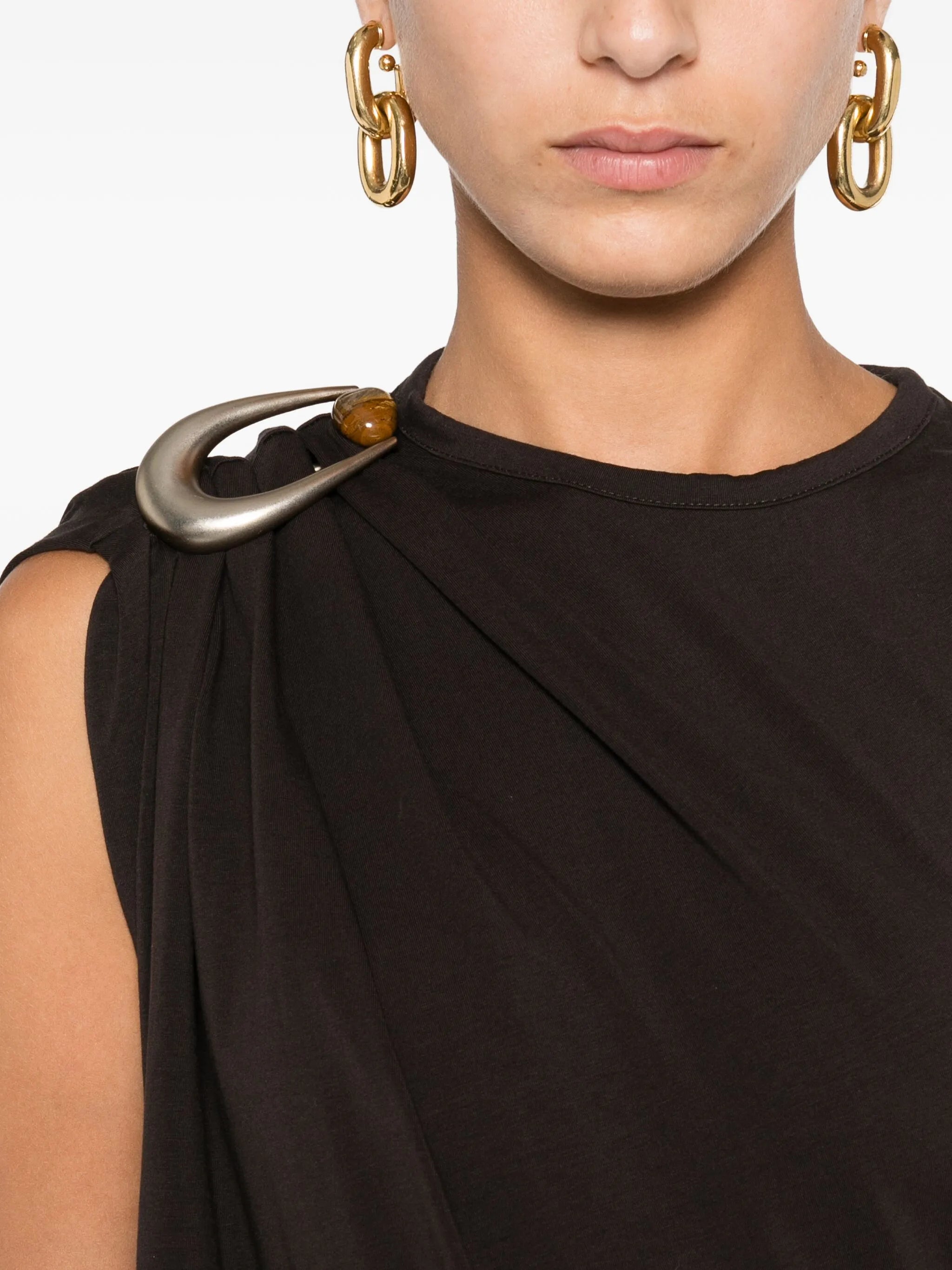 draped ring-detail maxi dress