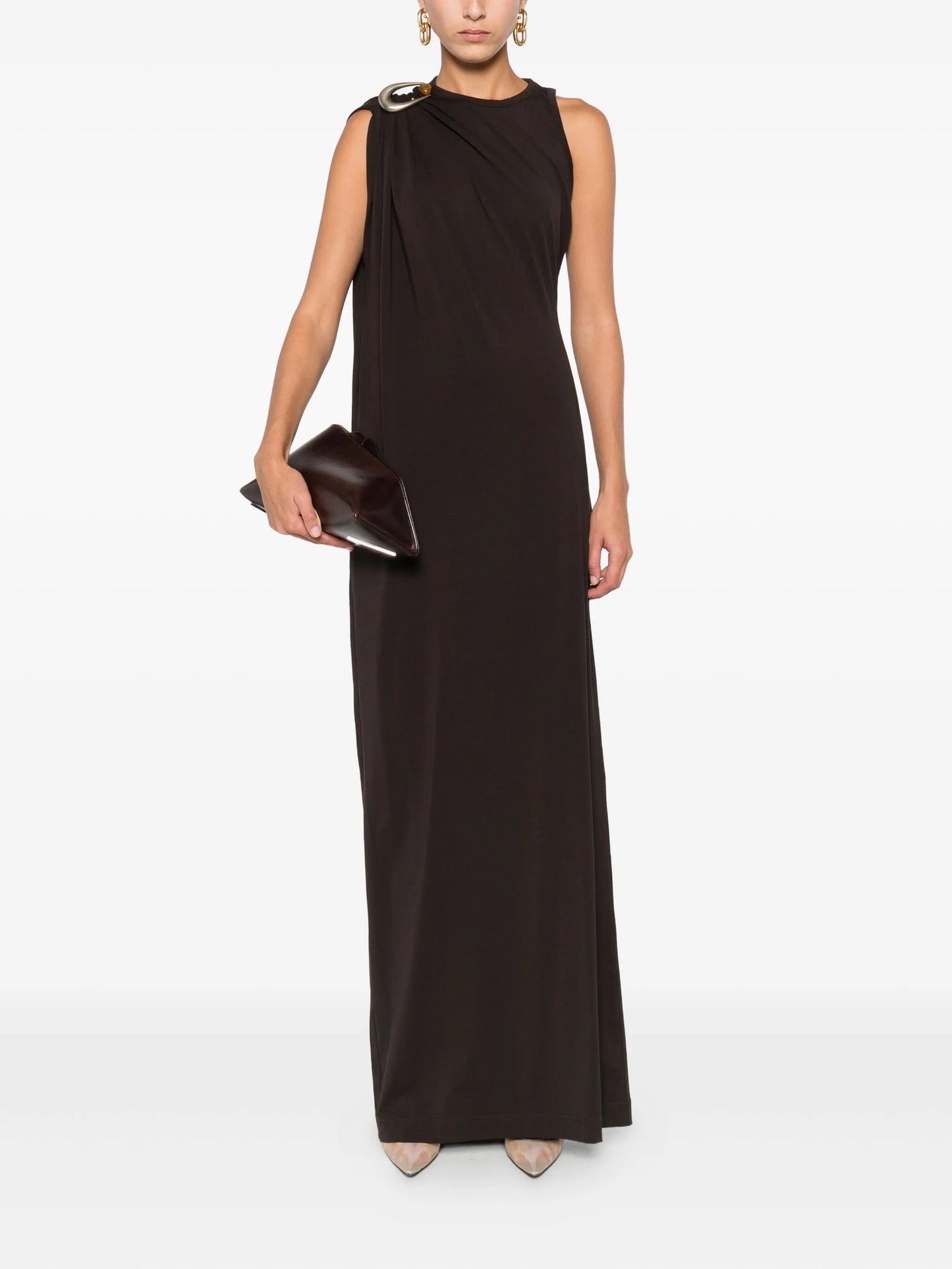 draped ring-detail maxi dress